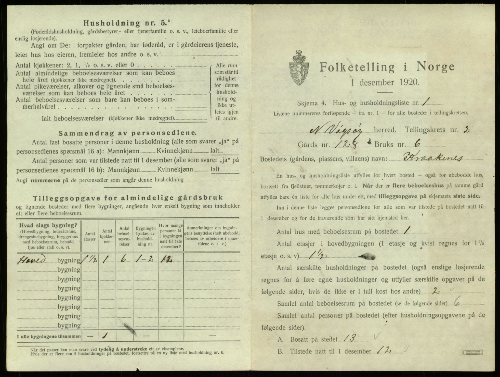 SAB, 1920 census for Nord-Vågsøy, 1920, p. 99