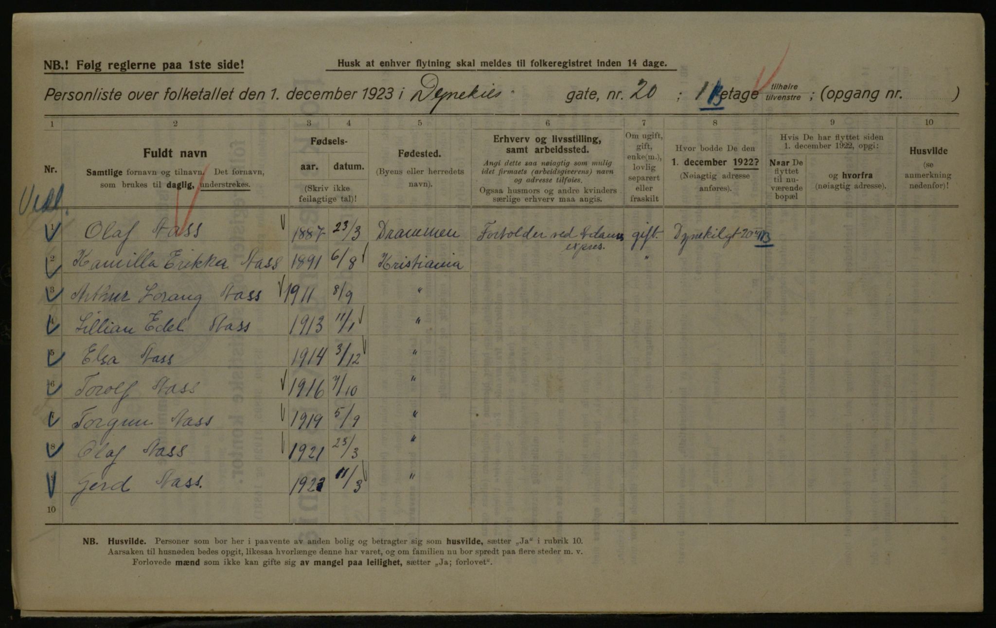 OBA, Municipal Census 1923 for Kristiania, 1923, p. 19663