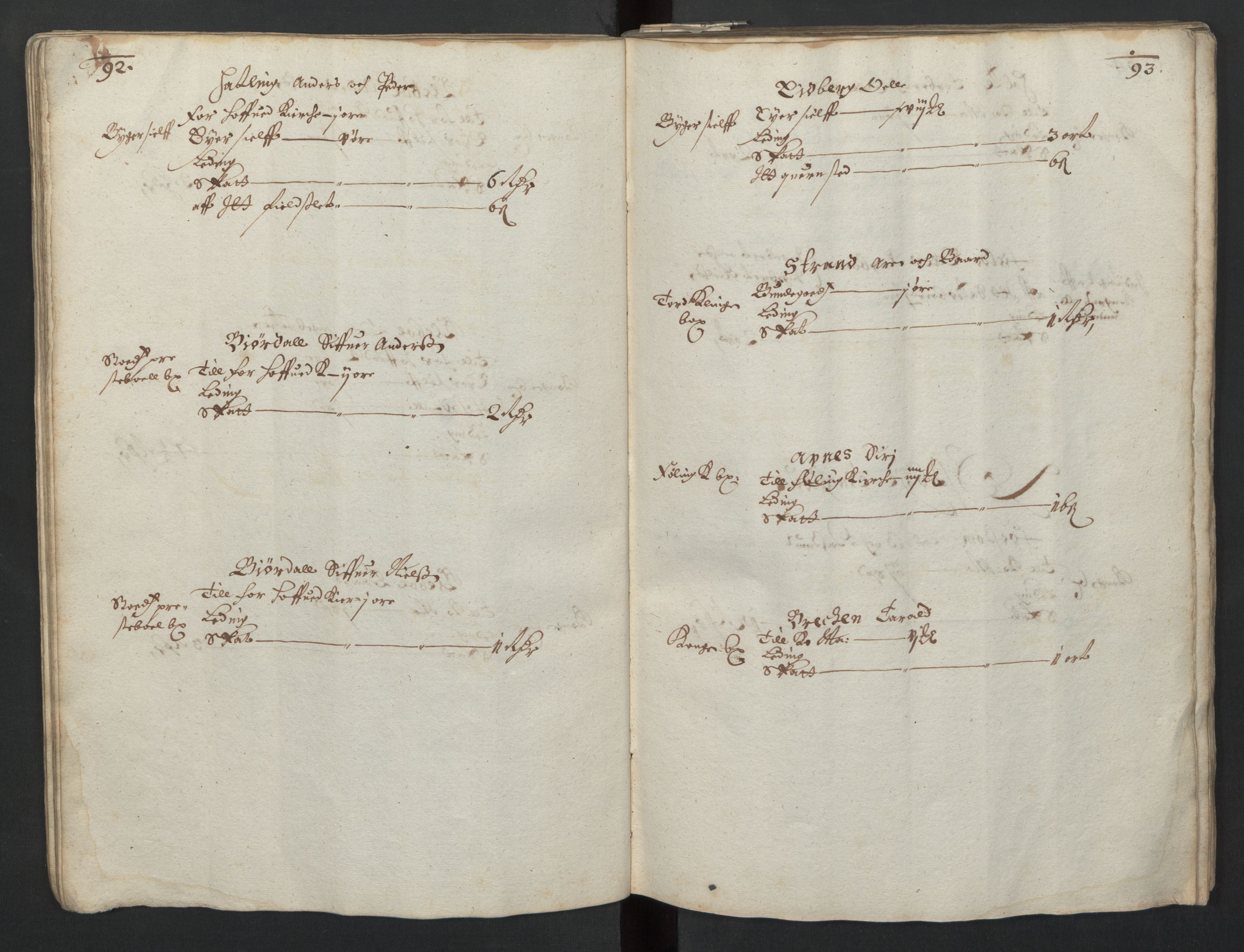 Rentekammeret inntil 1814, Realistisk ordnet avdeling, AV/RA-EA-4070/L/L0029/0001: Trondheim lagdømme: / Alminnelig jordebok og skattemanntall - Inderøy, 1661, p. 92-93