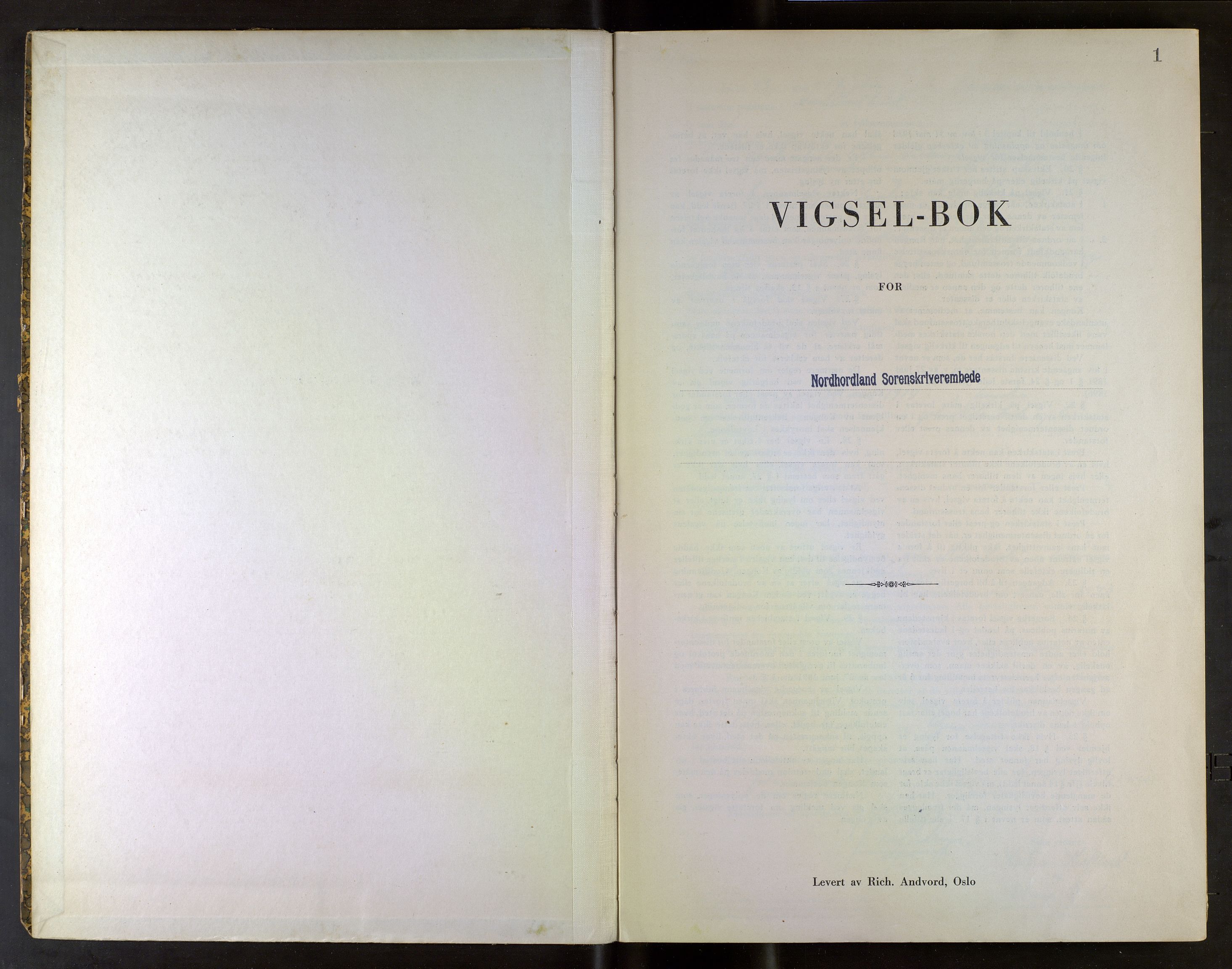 Nordhordland sorenskrivar, SAB/A-2901/1/M/Mb/Mba/L0003: Vigselbøker, 1943-1945, p. 1