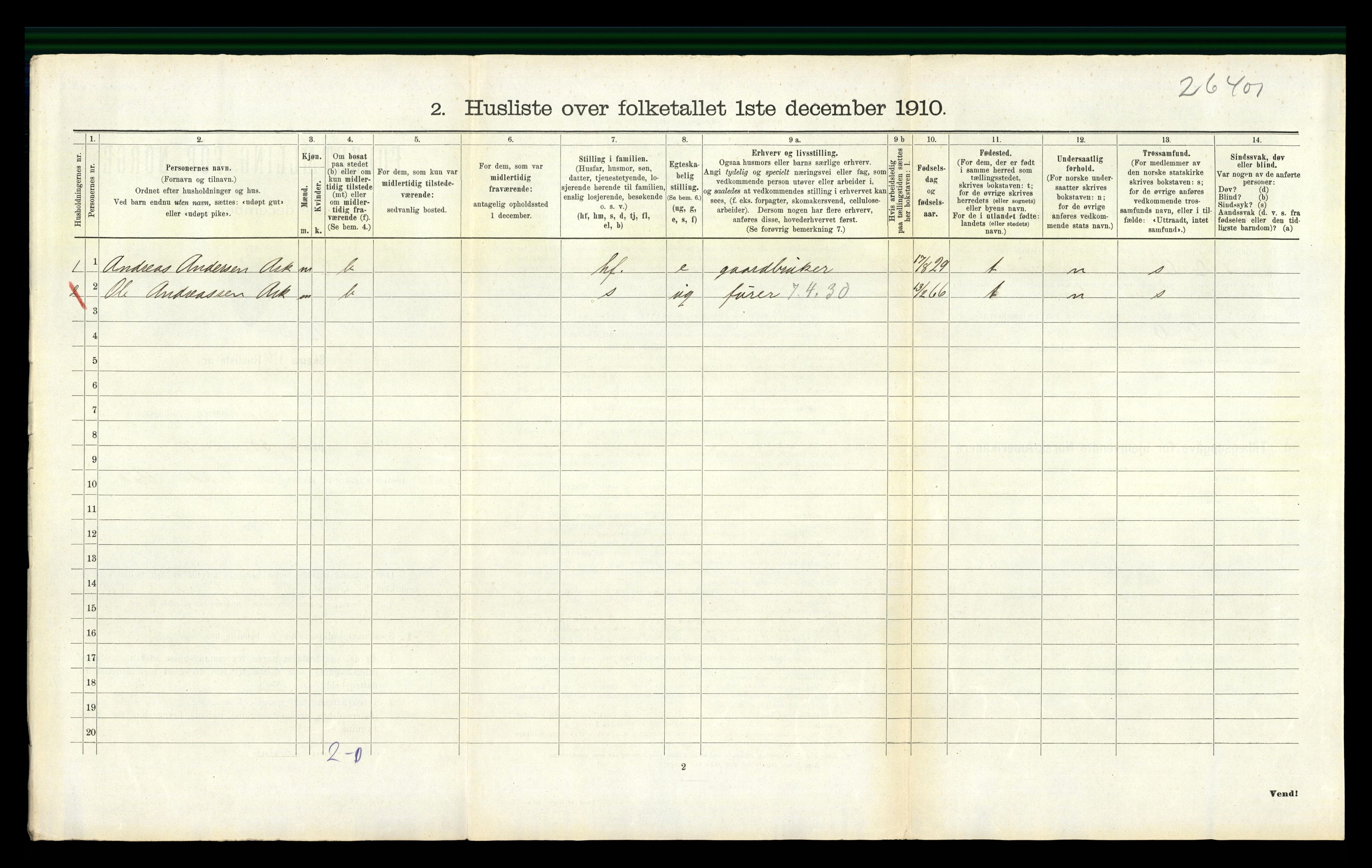 RA, 1910 census for Lier, 1910, p. 1003