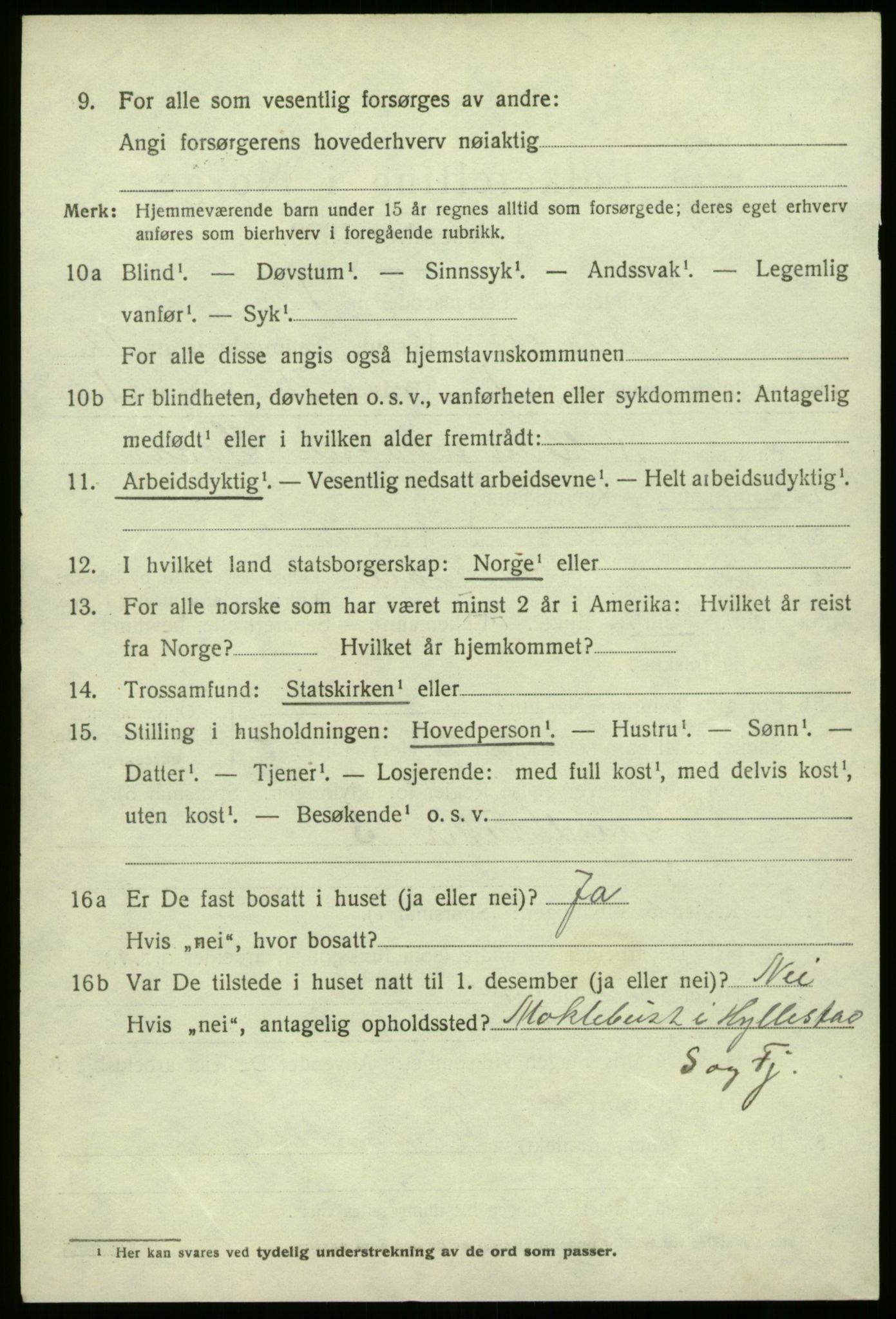 SAB, 1920 census for Askvoll, 1920, p. 4663