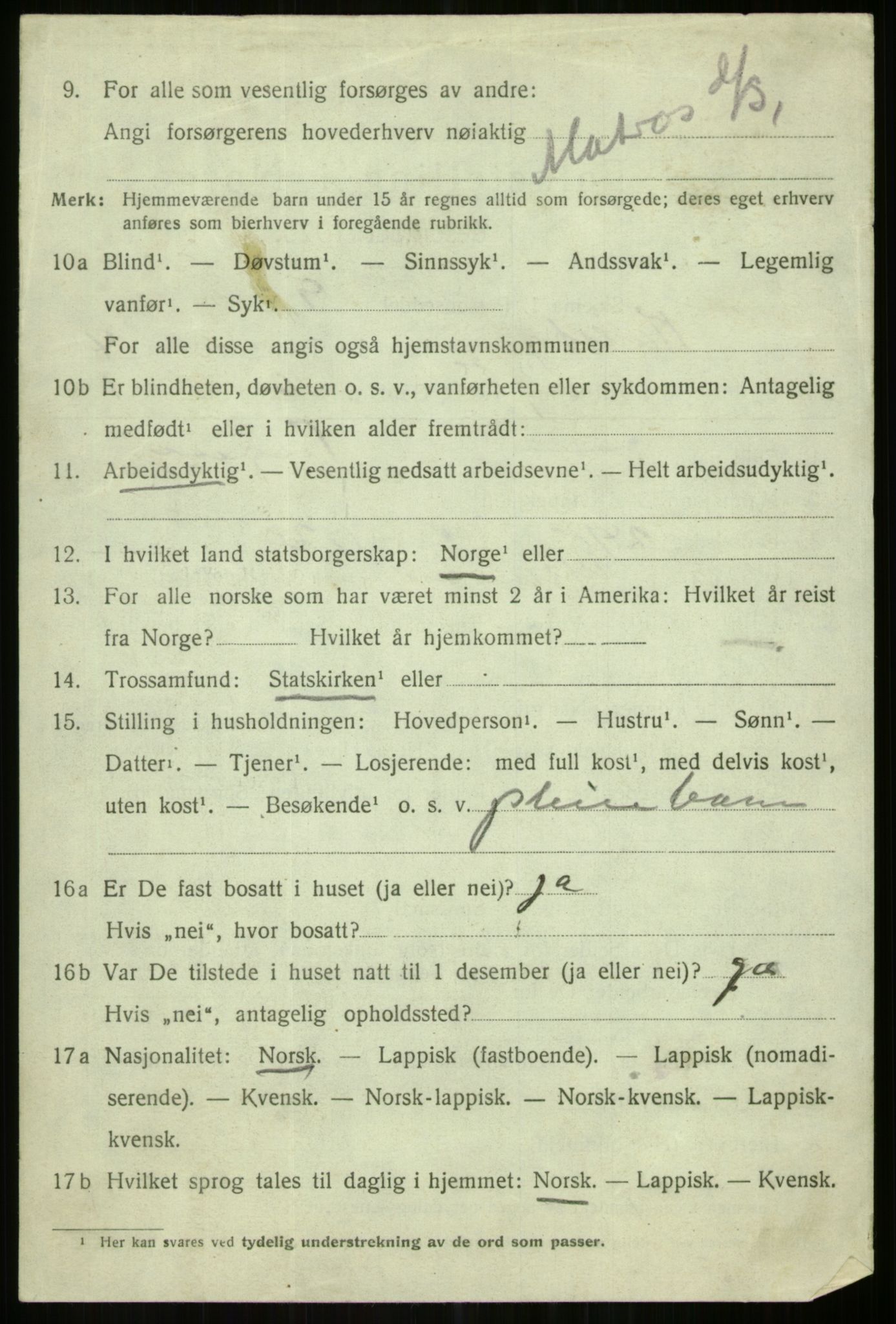 SATØ, 1920 census for Karlsøy, 1920, p. 2098