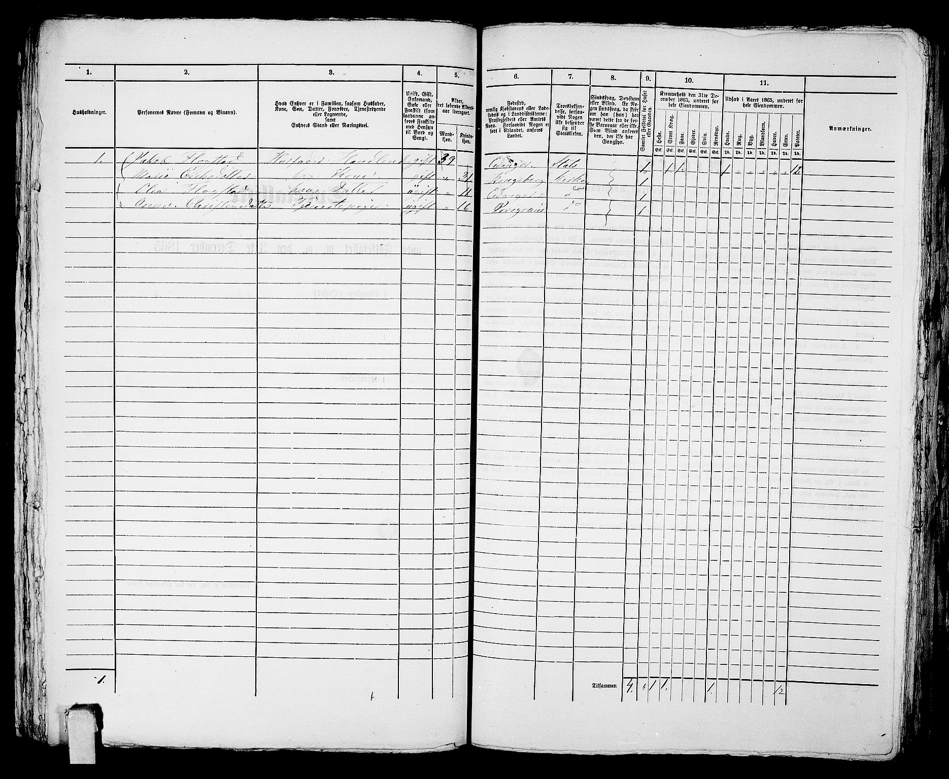 RA, 1865 census for Porsgrunn, 1865, p. 615