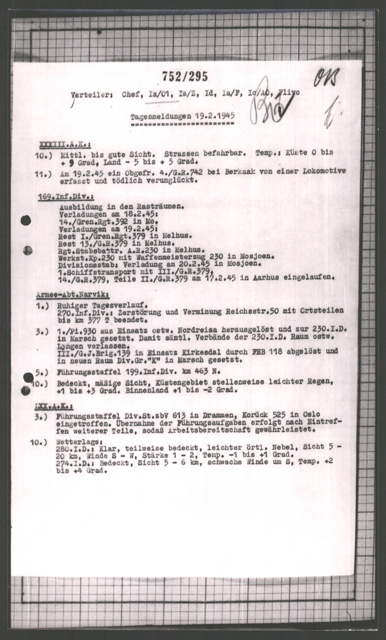 Forsvarets Overkommando. 2 kontor. Arkiv 11.4. Spredte tyske arkivsaker, AV/RA-RAFA-7031/D/Dar/Dara/L0003: Krigsdagbøker for 20. Gebirgs-Armee-Oberkommando (AOK 20), 1945, p. 146