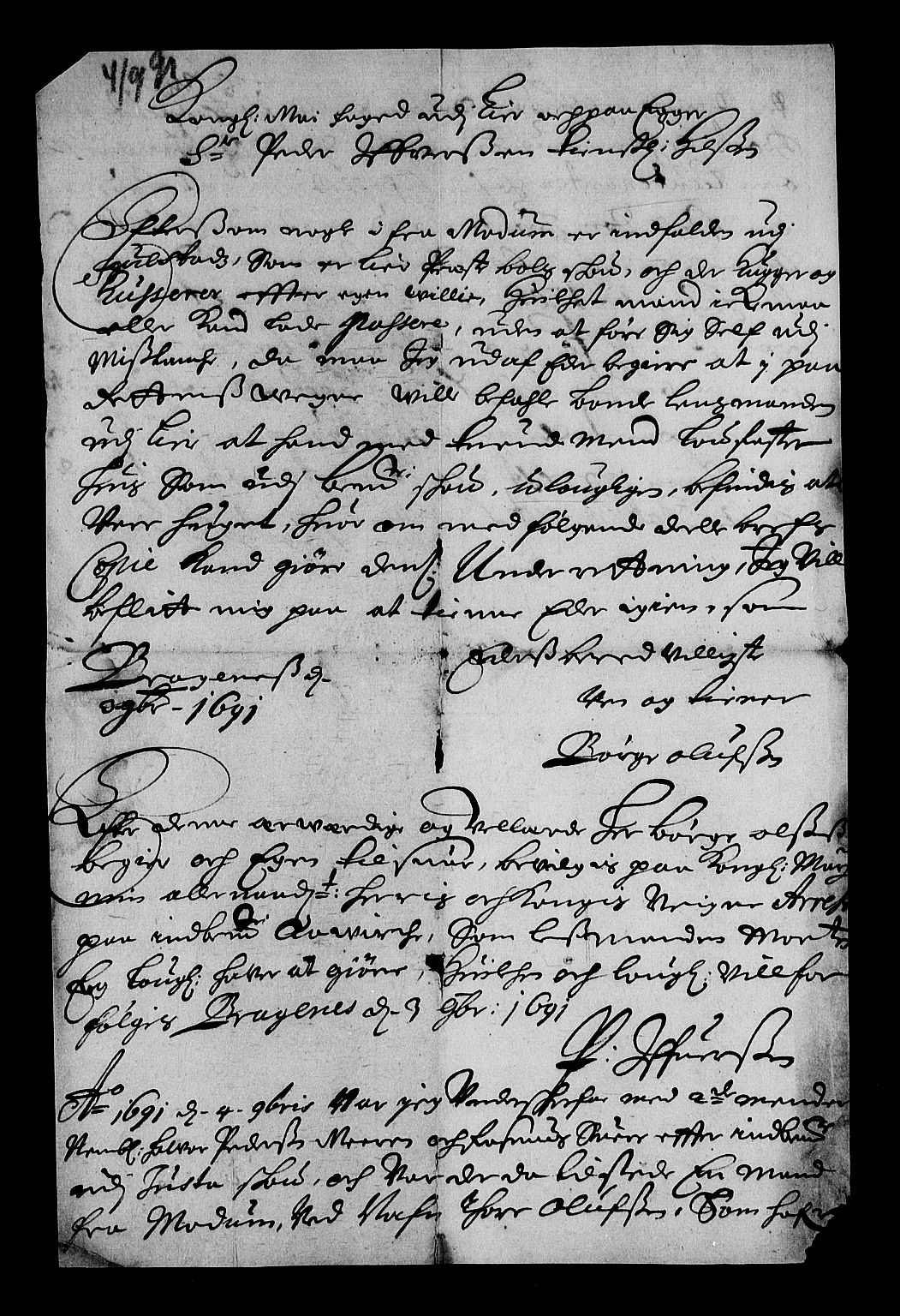 Stattholderembetet 1572-1771, RA/EA-2870/Af/L0004: Avskrifter av vedlegg til originale supplikker, nummerert i samsvar med supplikkbøkene, 1691-1694, p. 118