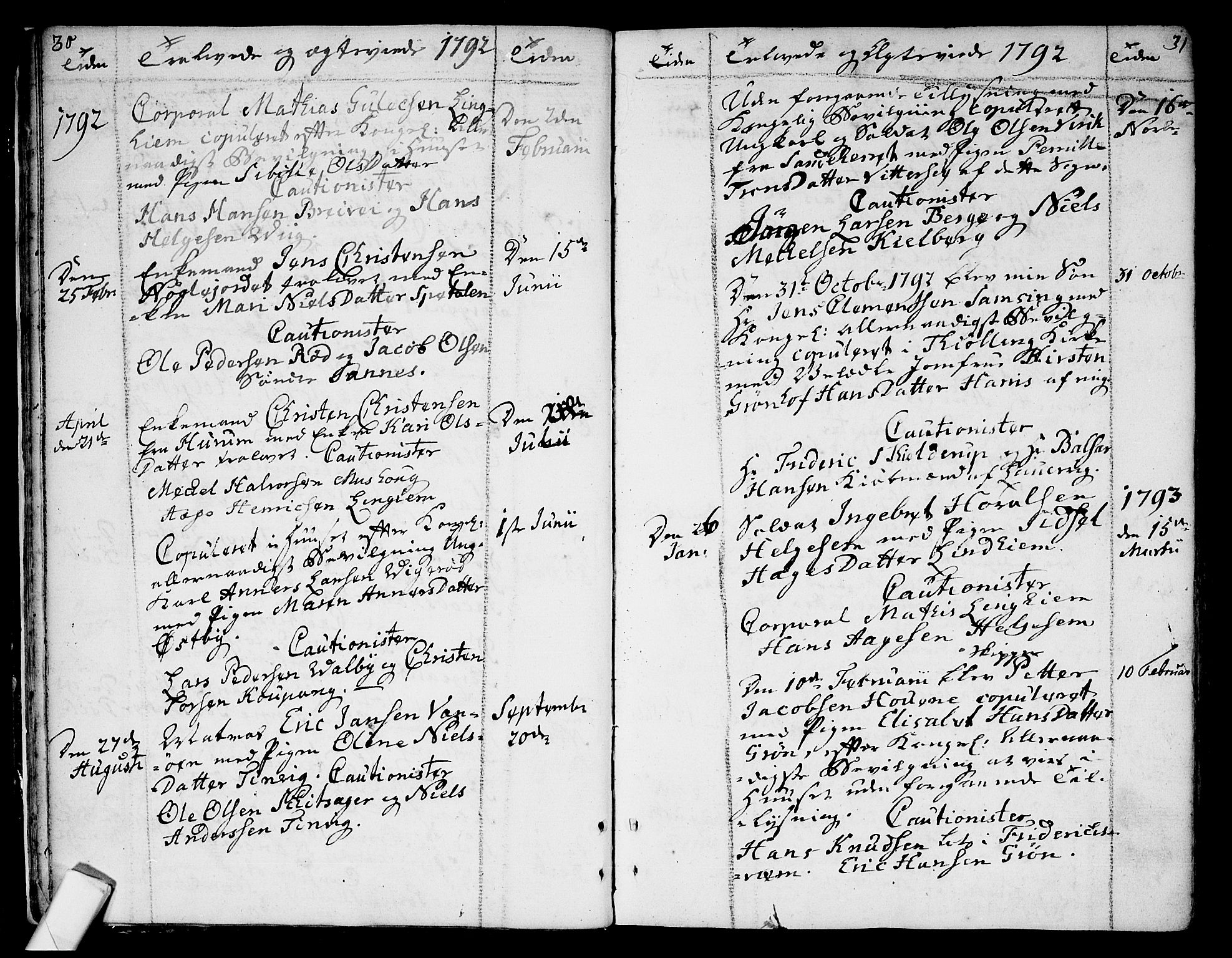 Tjølling kirkebøker, SAKO/A-60/F/Fa/L0004: Parish register (official) no. 4, 1779-1817, p. 30-31