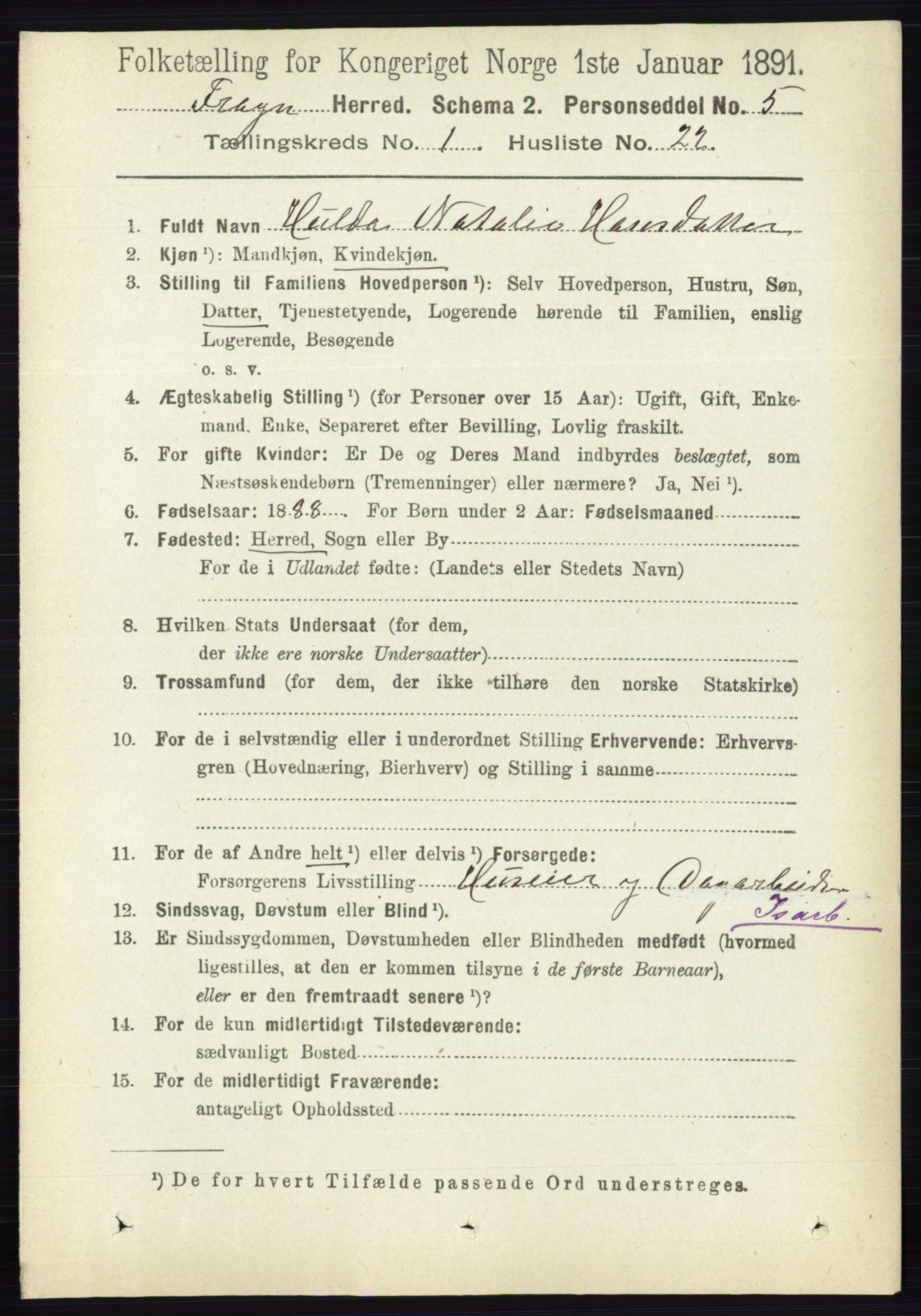 RA, 1891 census for 0215 Frogn, 1891, p. 265