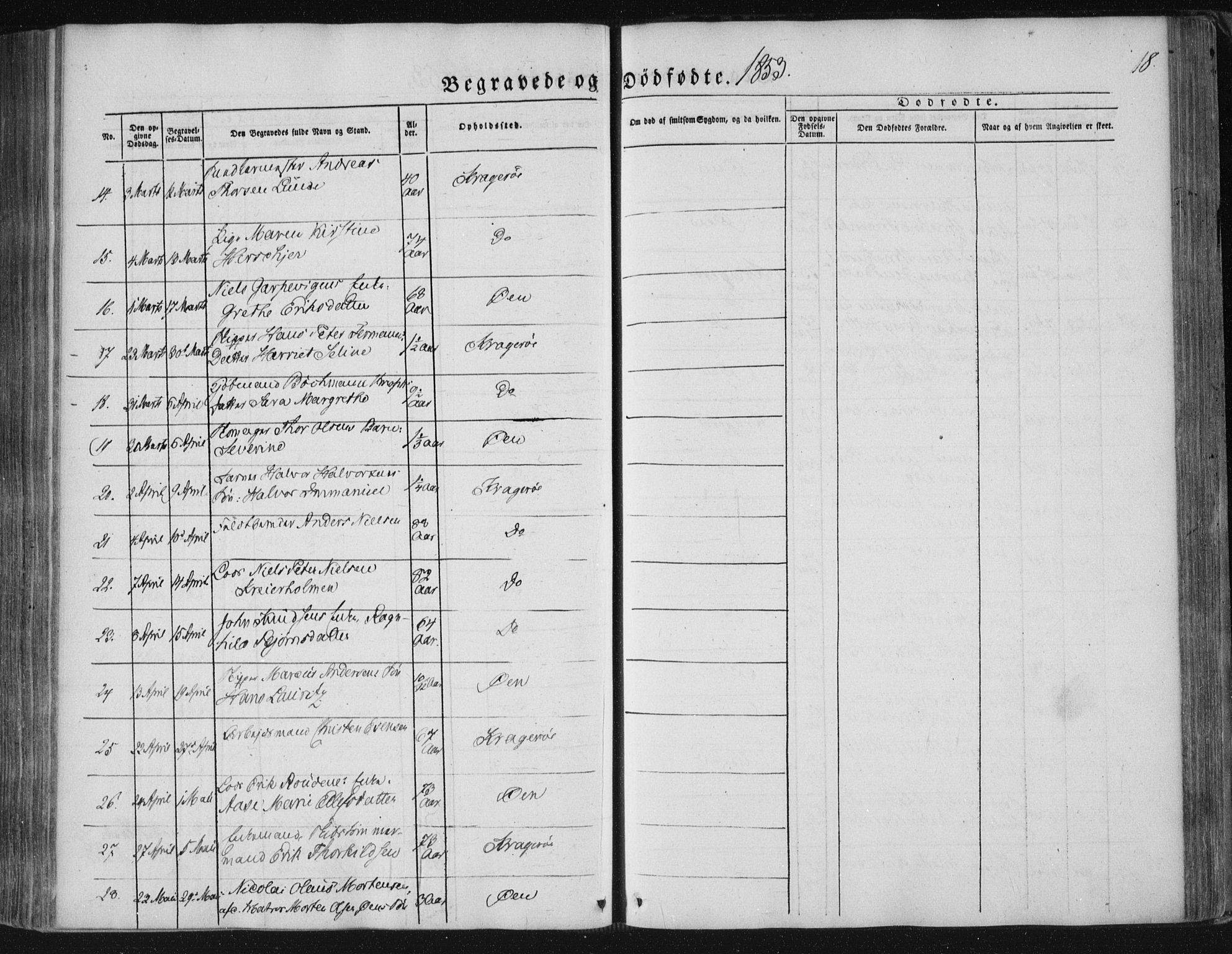 Kragerø kirkebøker, SAKO/A-278/F/Fa/L0006: Parish register (official) no. 6, 1847-1861, p. 18