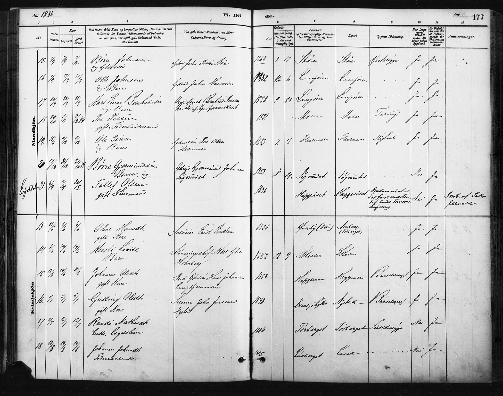 Trysil prestekontor, AV/SAH-PREST-046/H/Ha/Haa/L0009: Parish register (official) no. 9, 1881-1897, p. 177