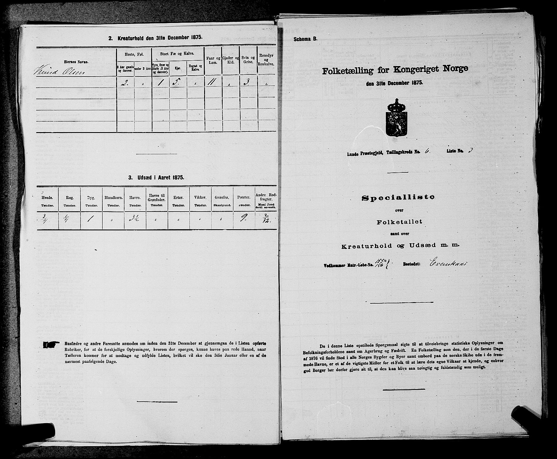 SAKO, 1875 census for 0820P Lunde, 1875, p. 818