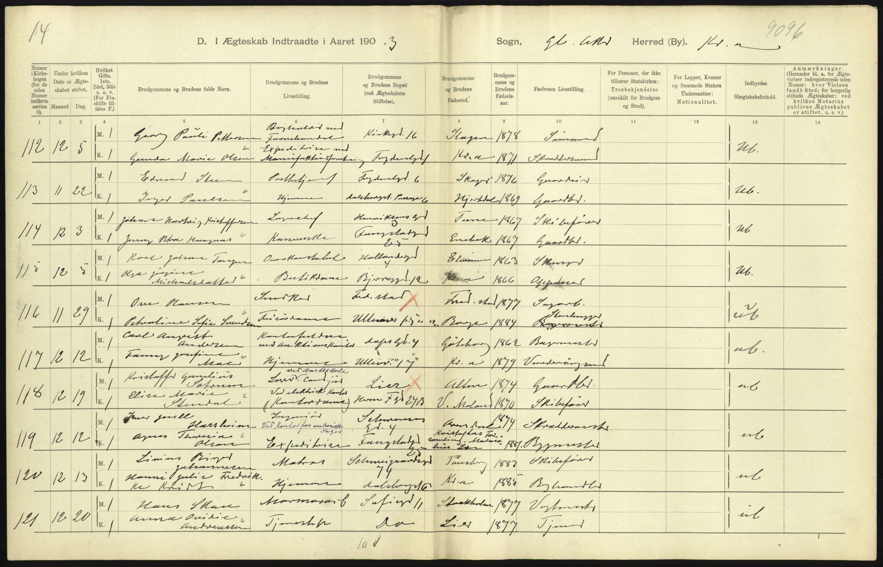 Statistisk sentralbyrå, Sosiodemografiske emner, Befolkning, AV/RA-S-2228/D/Df/Dfa/Dfaa/L0004: Kristiania: Gifte, døde, 1903, p. 661