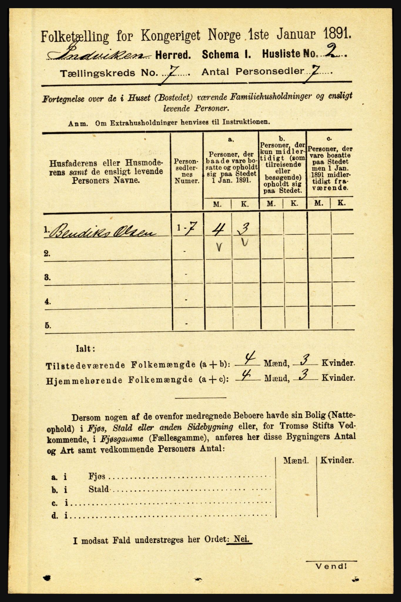 RA, 1891 census for 1447 Innvik, 1891, p. 2600