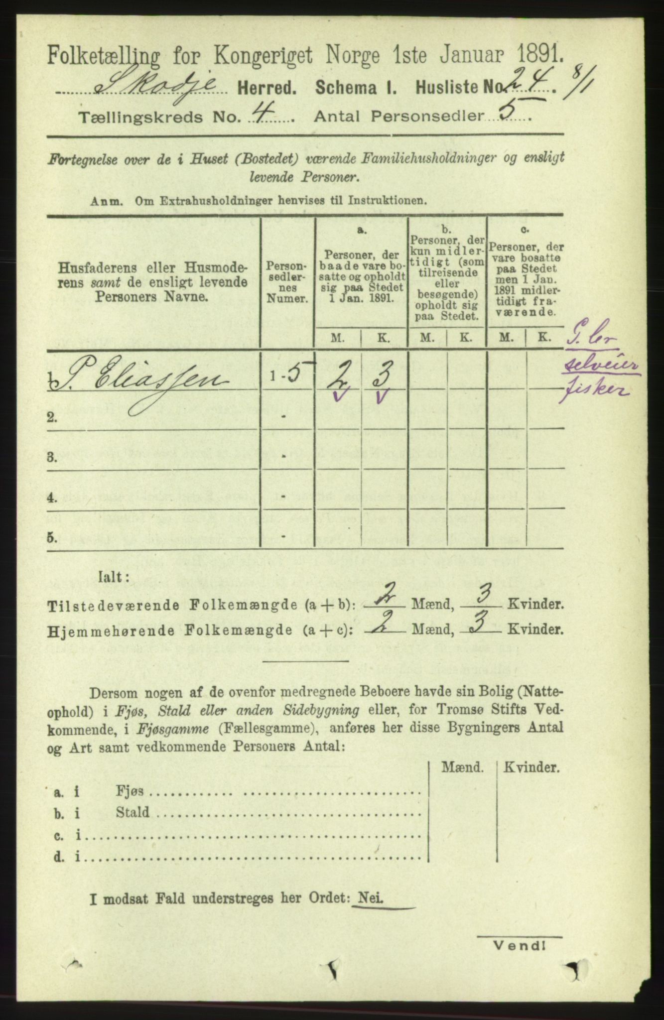 RA, 1891 census for 1529 Skodje, 1891, p. 583