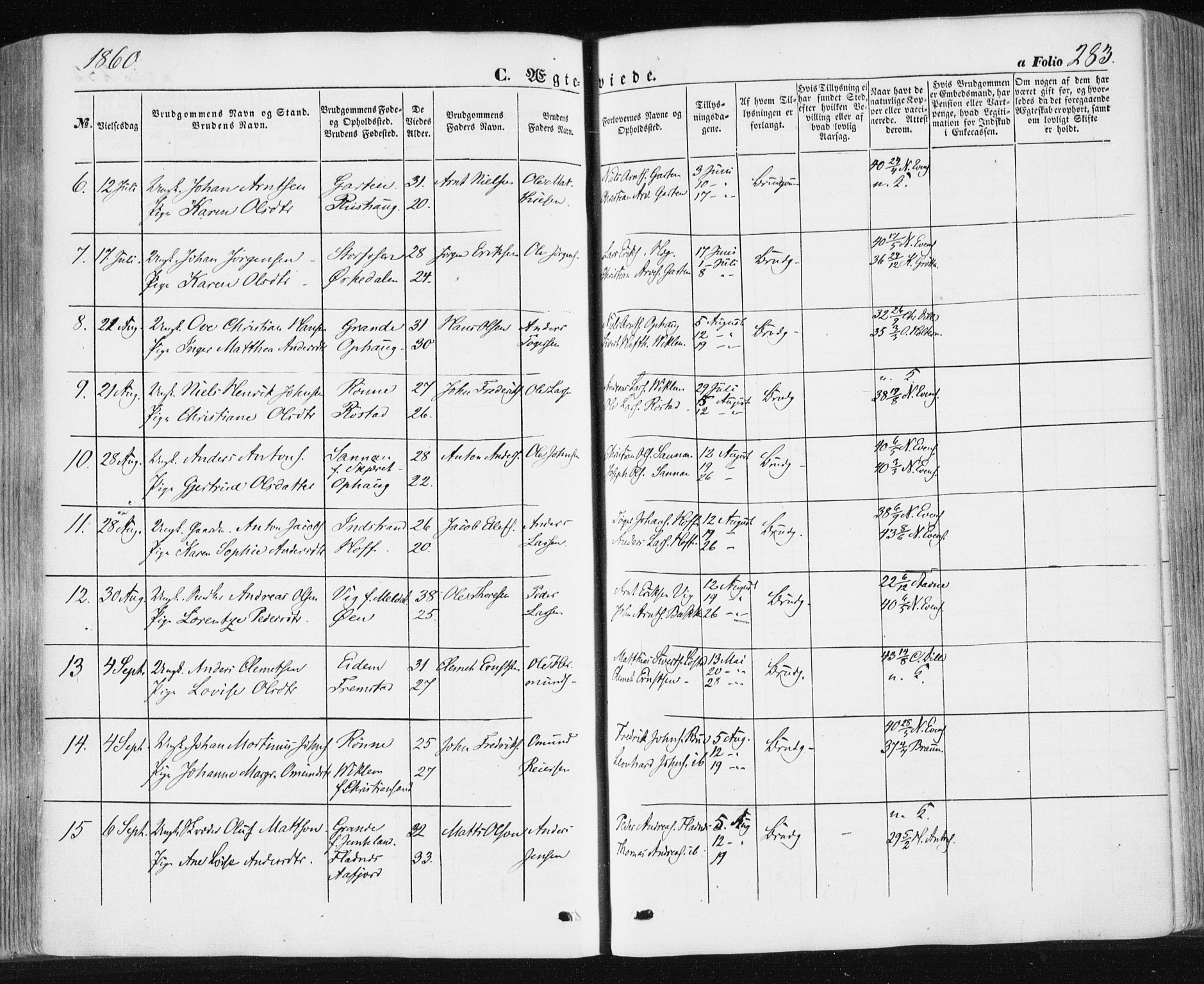 Ministerialprotokoller, klokkerbøker og fødselsregistre - Sør-Trøndelag, SAT/A-1456/659/L0737: Parish register (official) no. 659A07, 1857-1875, p. 283