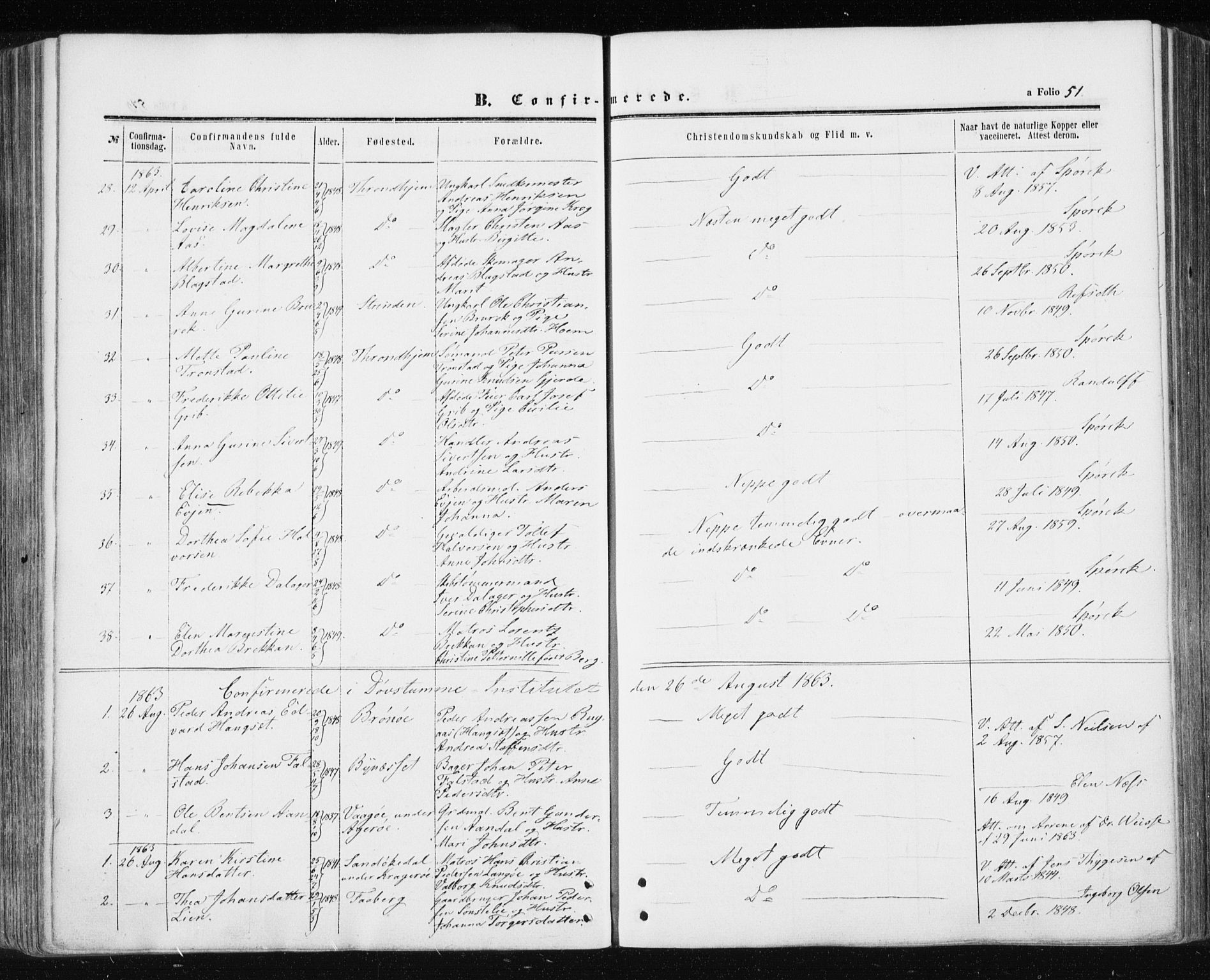 Ministerialprotokoller, klokkerbøker og fødselsregistre - Sør-Trøndelag, AV/SAT-A-1456/601/L0053: Parish register (official) no. 601A21, 1857-1865, p. 51