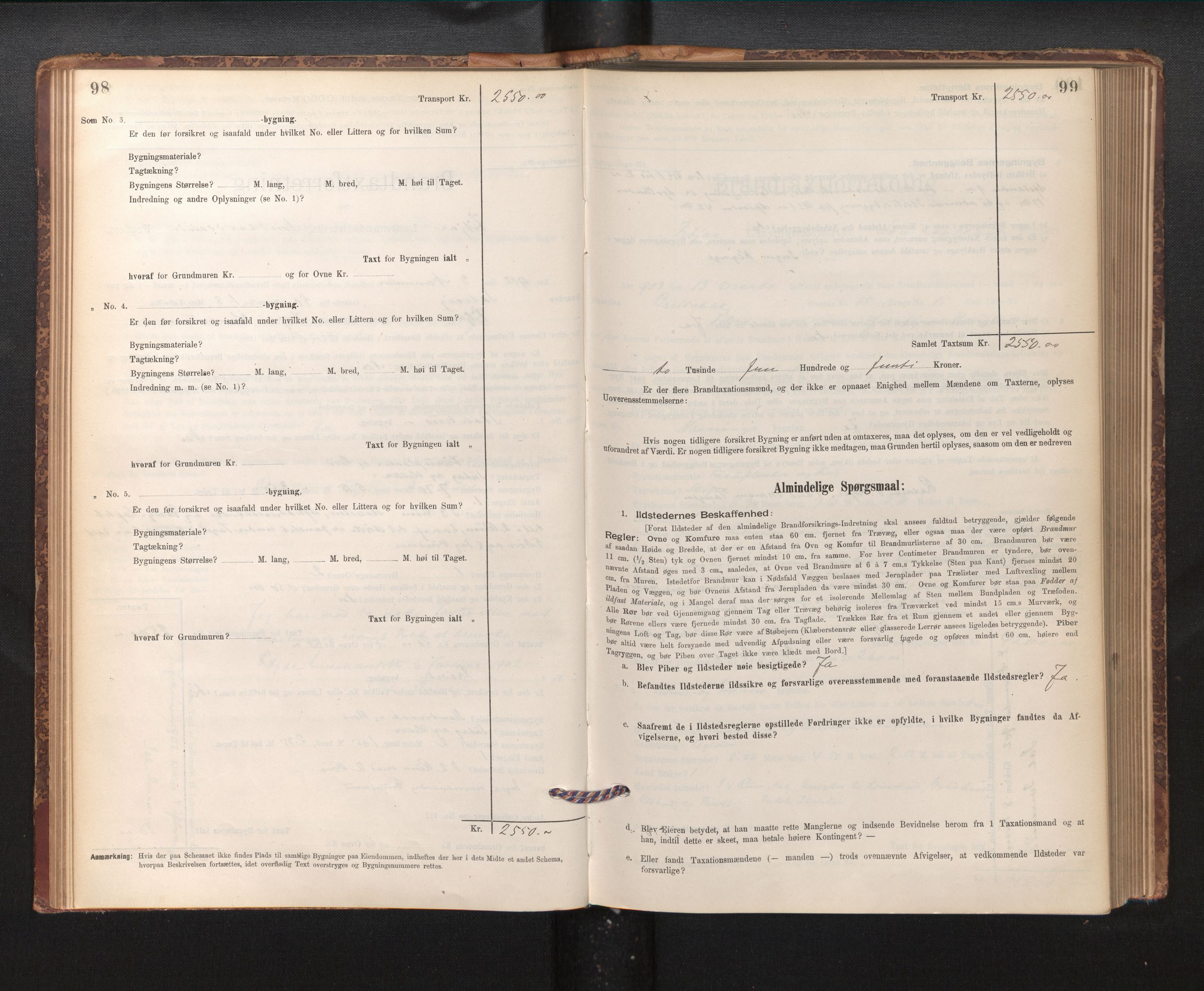 Lensmannen i Fitjar, AV/SAB-A-32001/0012/L0001: Branntakstprotokoll, skjematakst, 1895-1948, p. 98-99