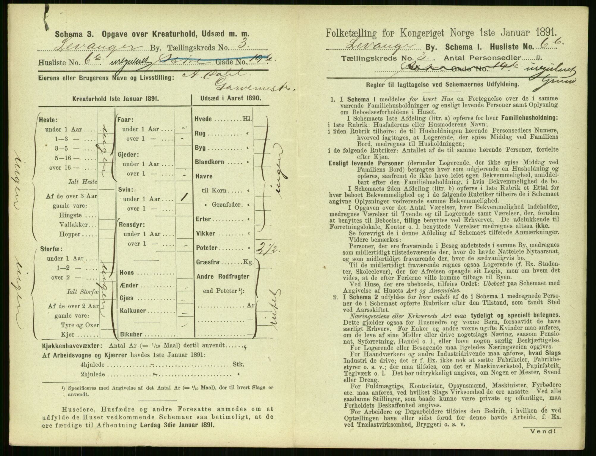 RA, 1891 census for 1701 Levanger, 1891, p. 833