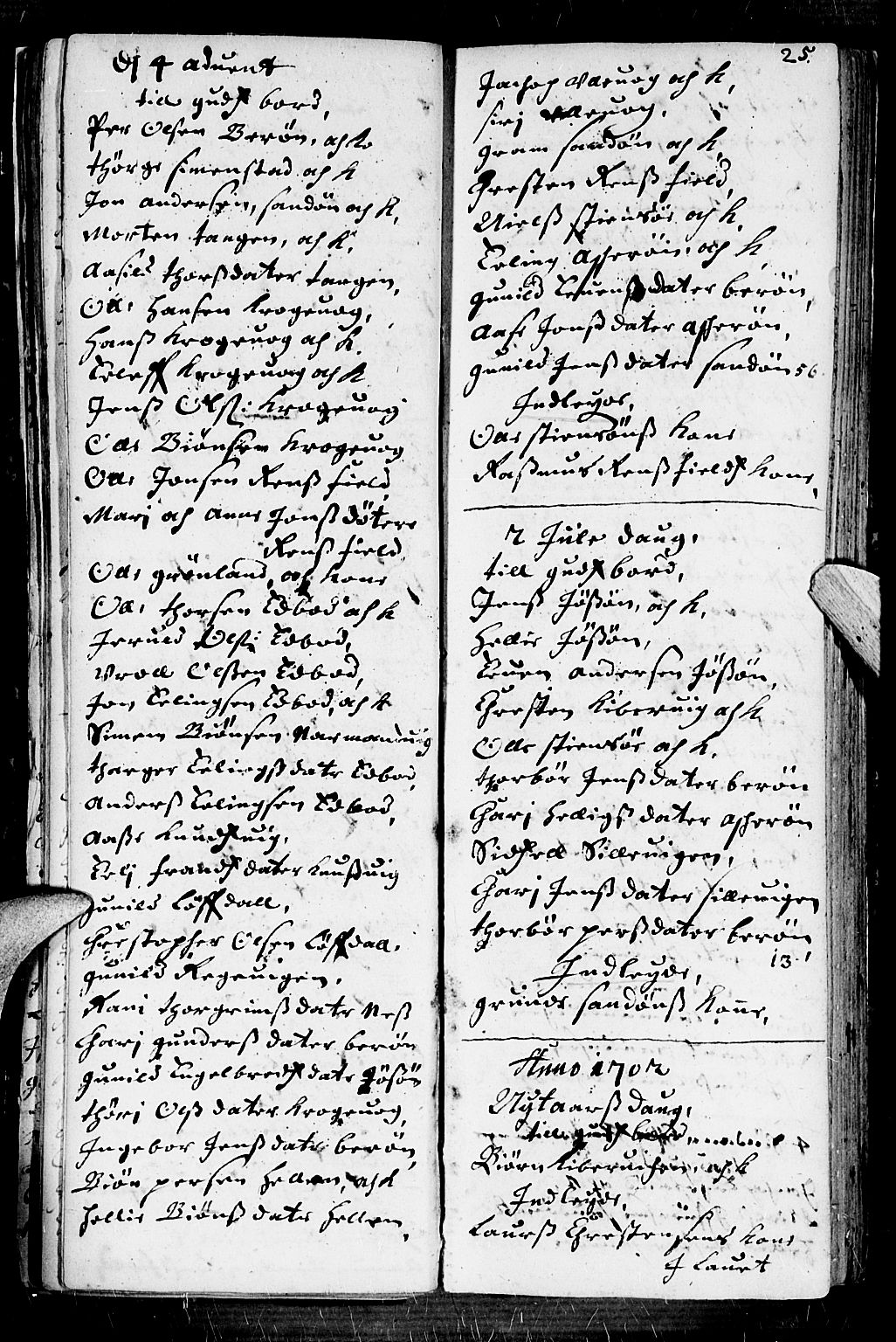 Dypvåg sokneprestkontor, AV/SAK-1111-0007/F/Fb/Fba/L0001: Parish register (copy) no. B 1, 1699-1706, p. 25