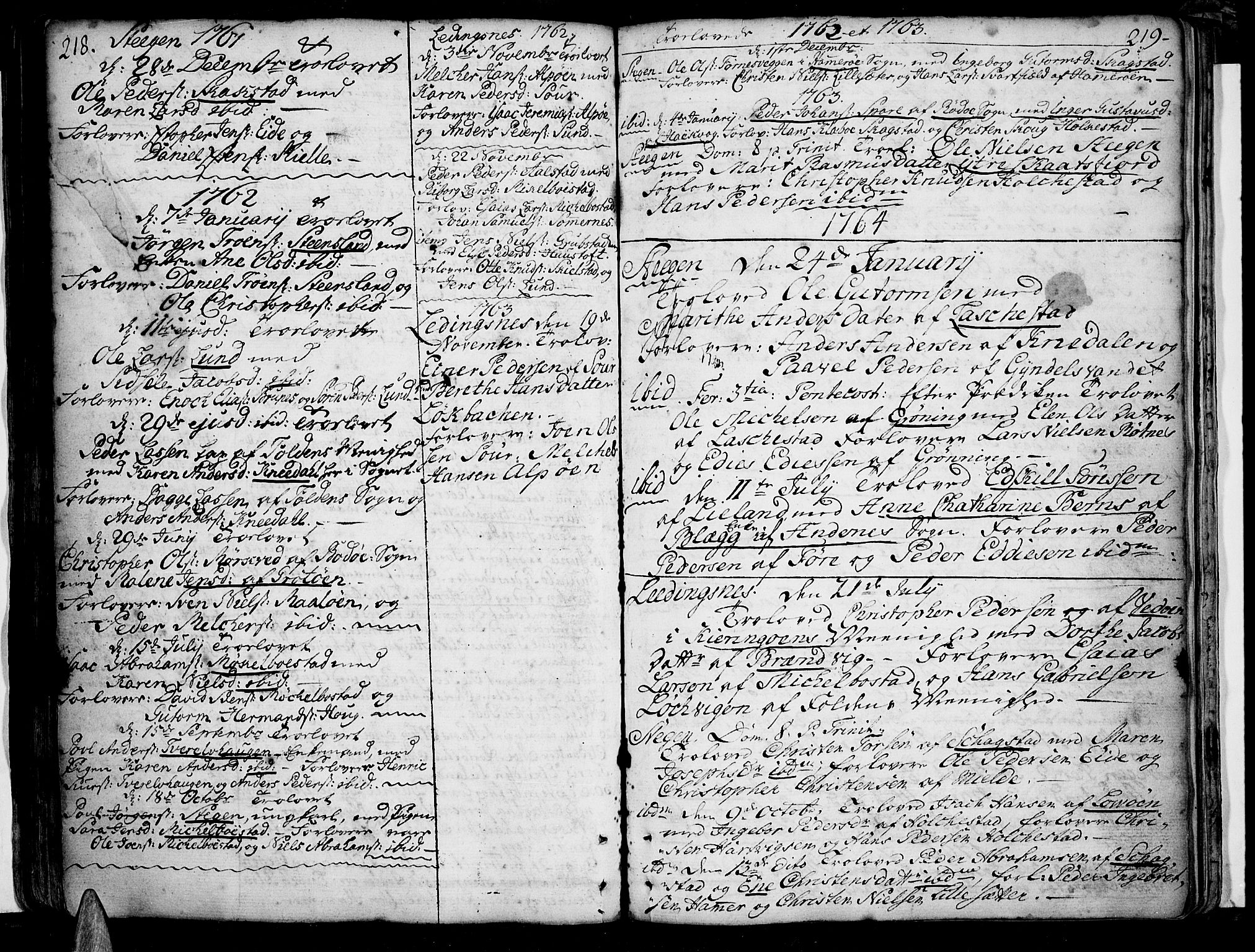 Ministerialprotokoller, klokkerbøker og fødselsregistre - Nordland, SAT/A-1459/855/L0795: Parish register (official) no. 855A03, 1748-1776, p. 218-219