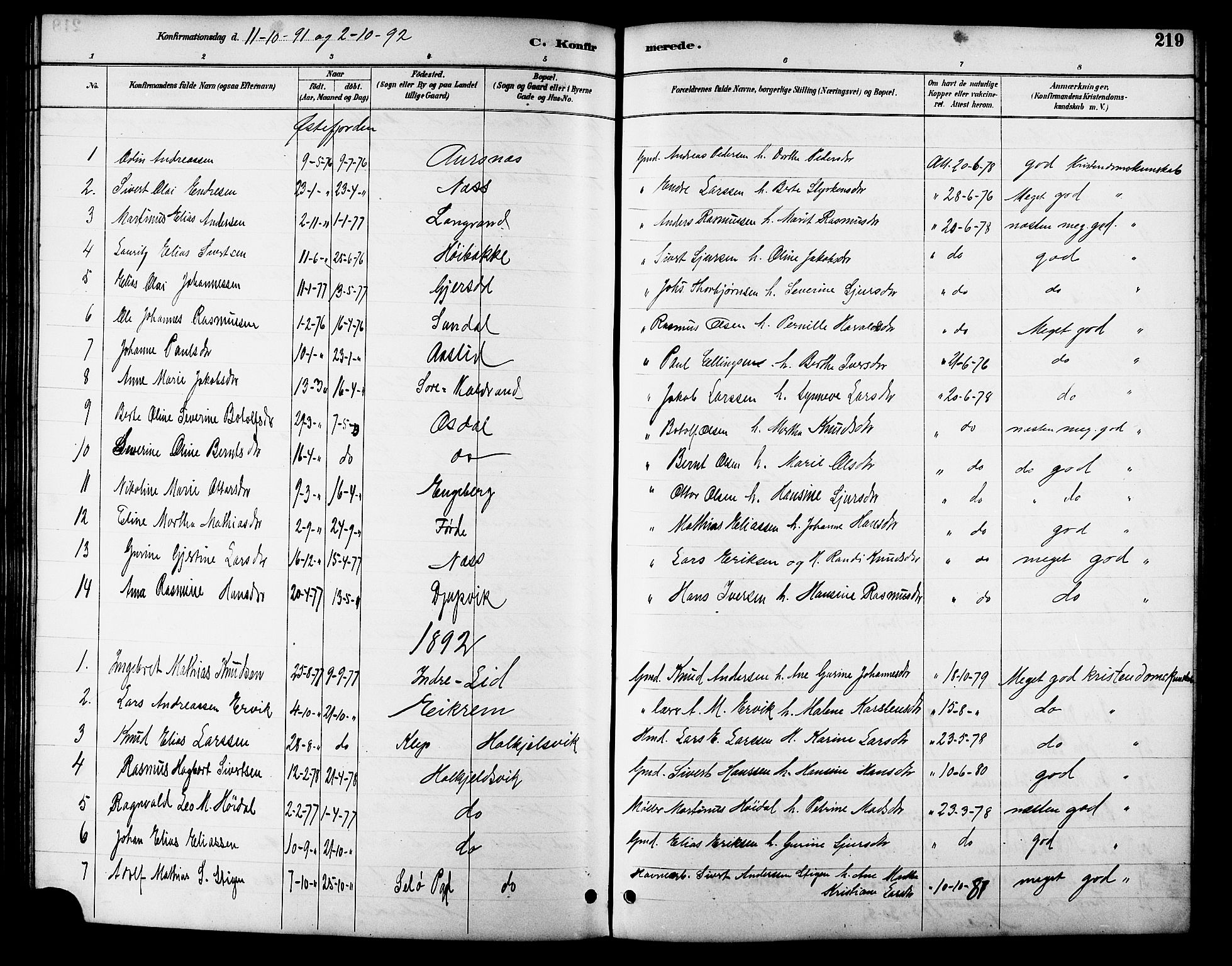 Ministerialprotokoller, klokkerbøker og fødselsregistre - Møre og Romsdal, AV/SAT-A-1454/511/L0158: Parish register (copy) no. 511C04, 1884-1903, p. 219