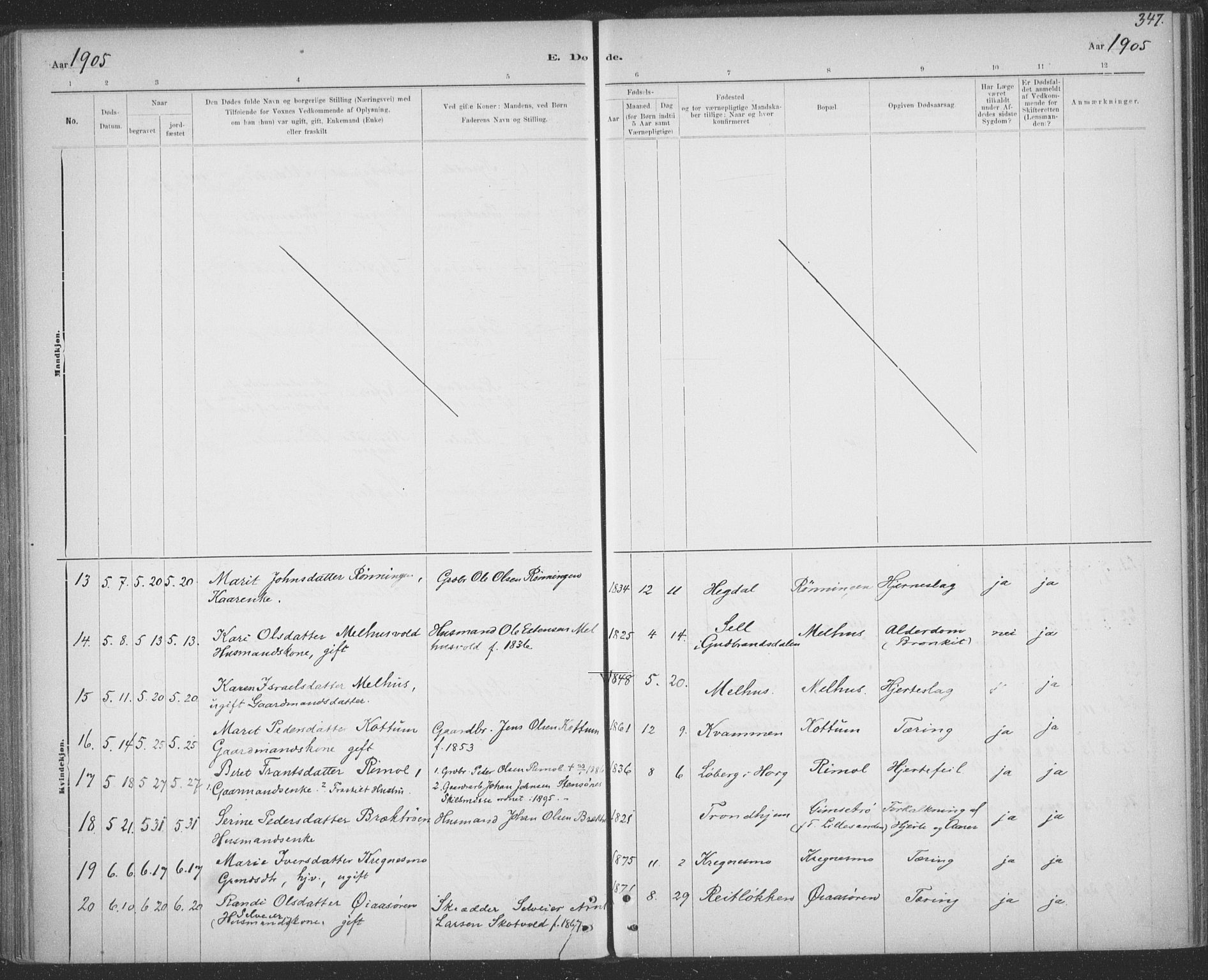 Ministerialprotokoller, klokkerbøker og fødselsregistre - Sør-Trøndelag, AV/SAT-A-1456/691/L1085: Parish register (official) no. 691A17, 1887-1908, p. 347