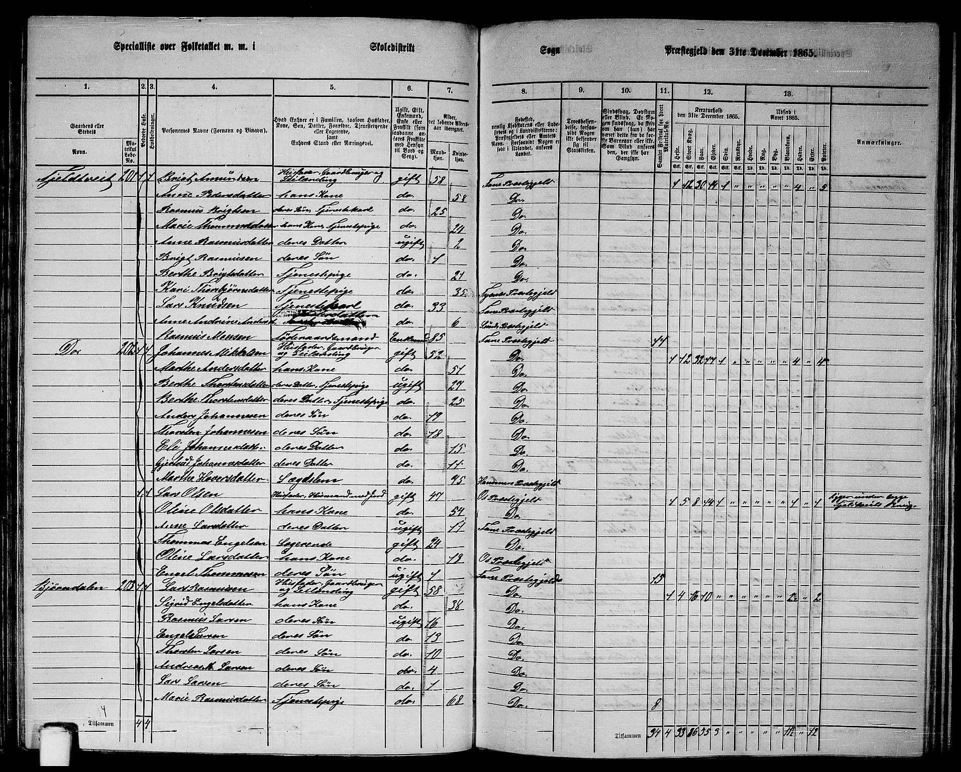 RA, 1865 census for Fana, 1865, p. 79