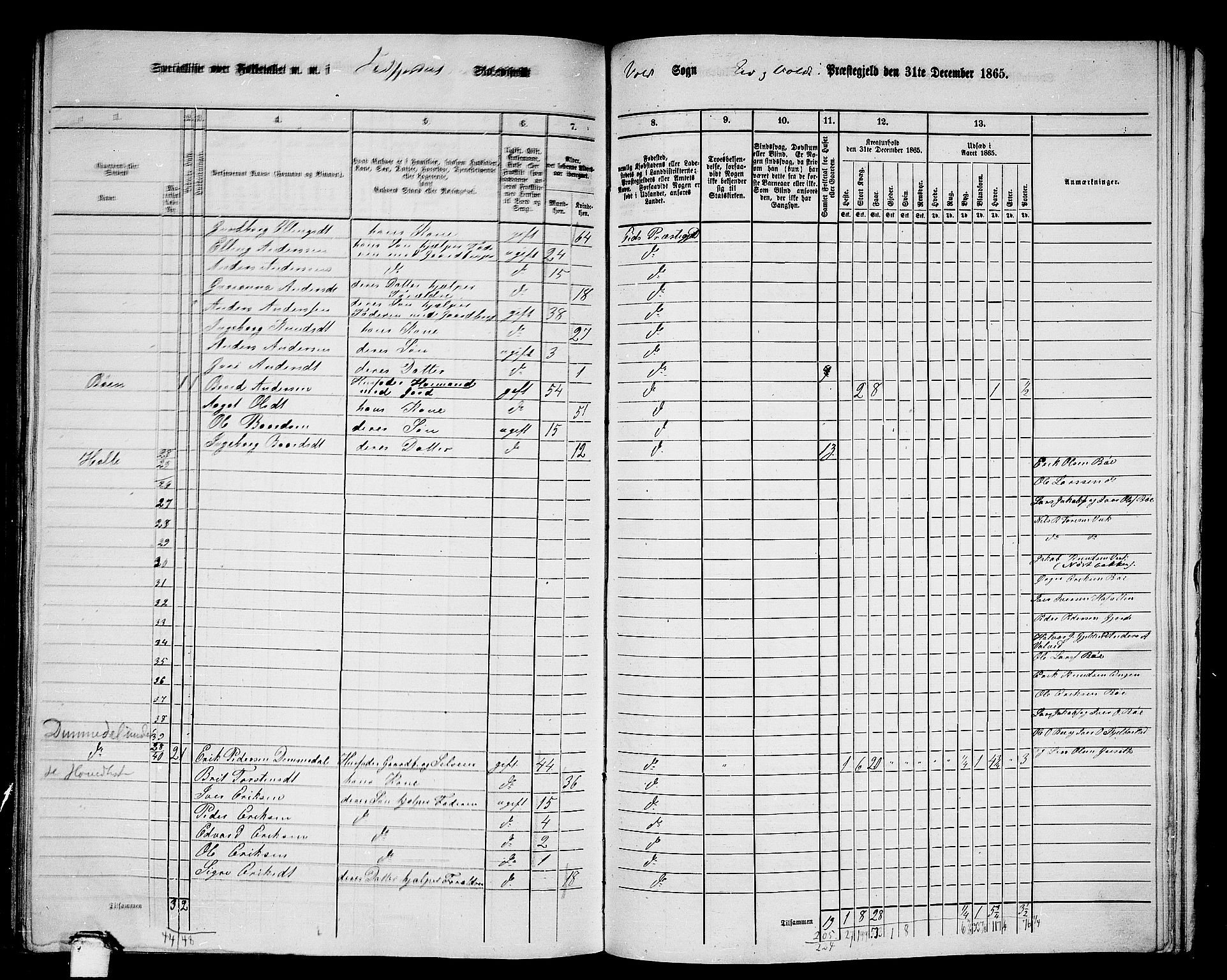 RA, 1865 census for Eid og Vold, 1865, p. 38