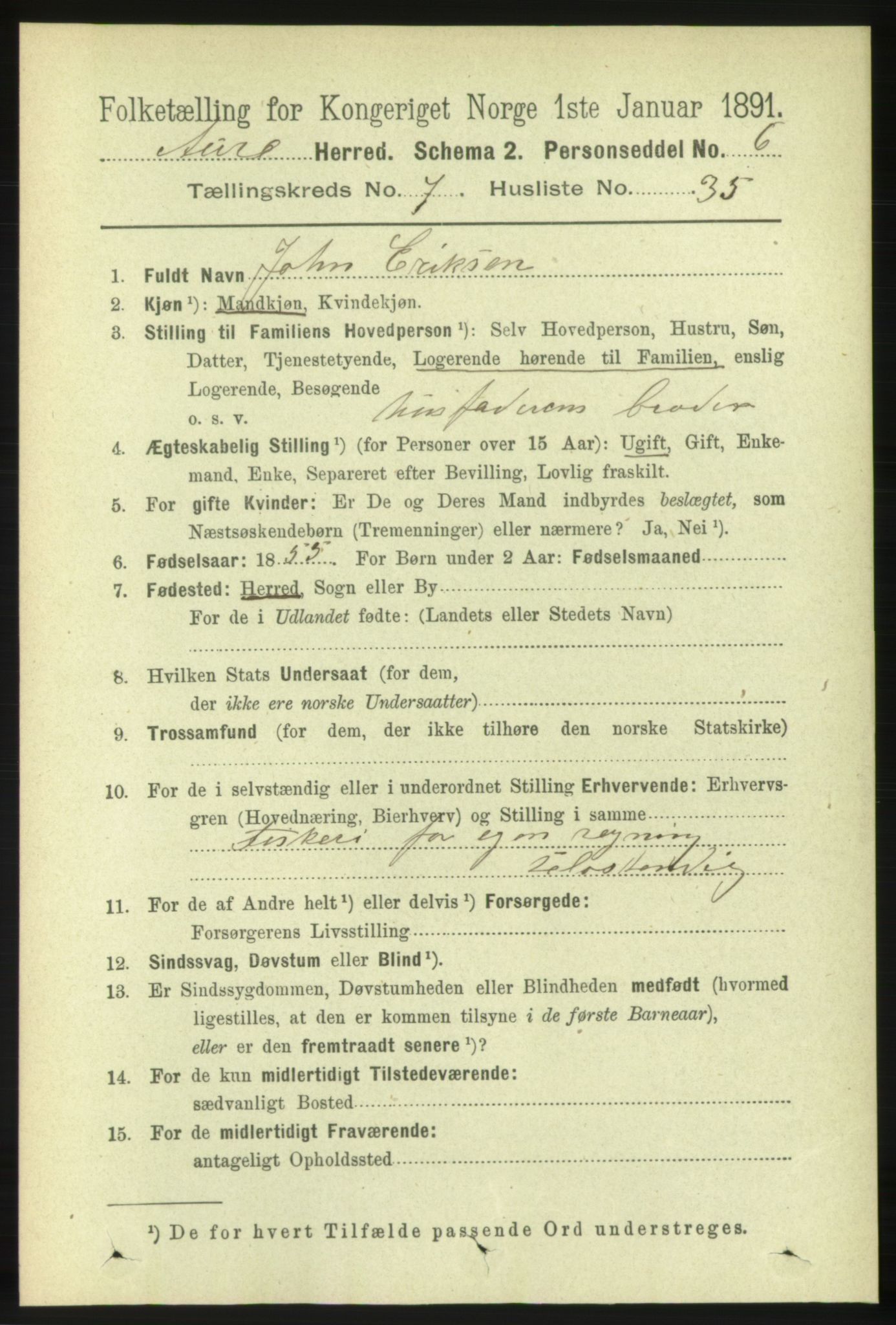 RA, 1891 census for 1569 Aure, 1891, p. 4080