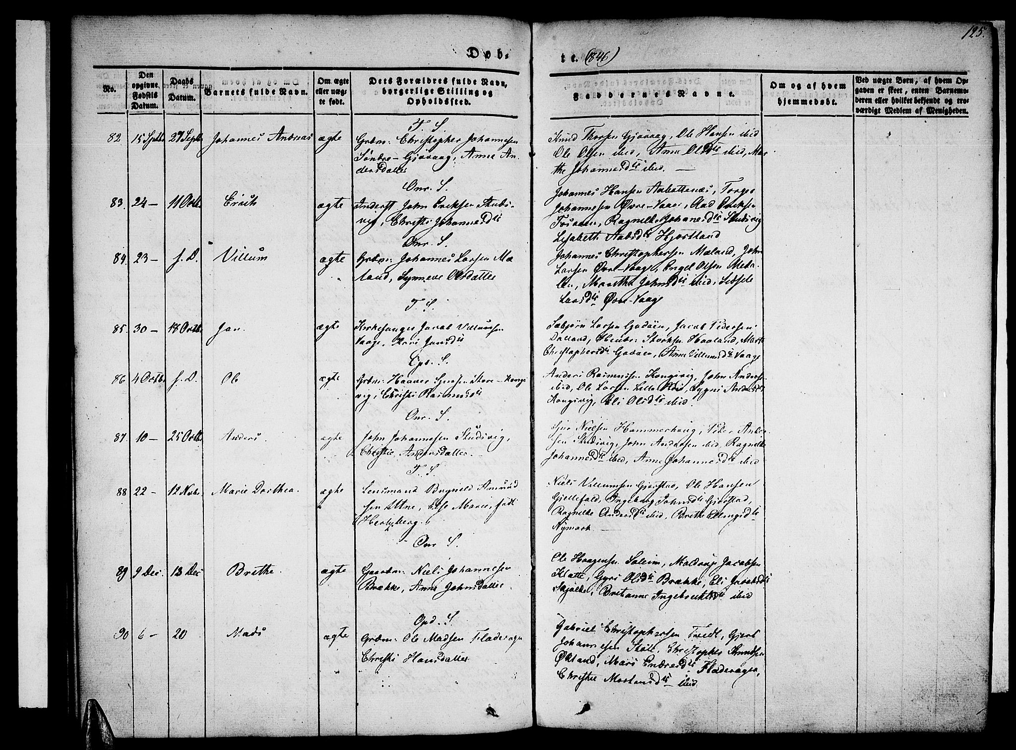 Tysnes sokneprestembete, SAB/A-78601/H/Haa: Parish register (official) no. A 9, 1837-1848, p. 125