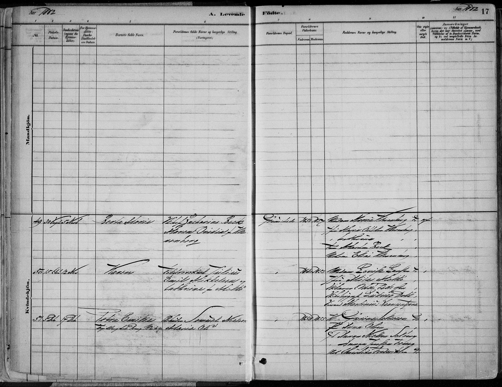 Grimstad sokneprestkontor, AV/SAK-1111-0017/F/Fa/L0003: Parish register (official) no. A 2, 1882-1912, p. 17