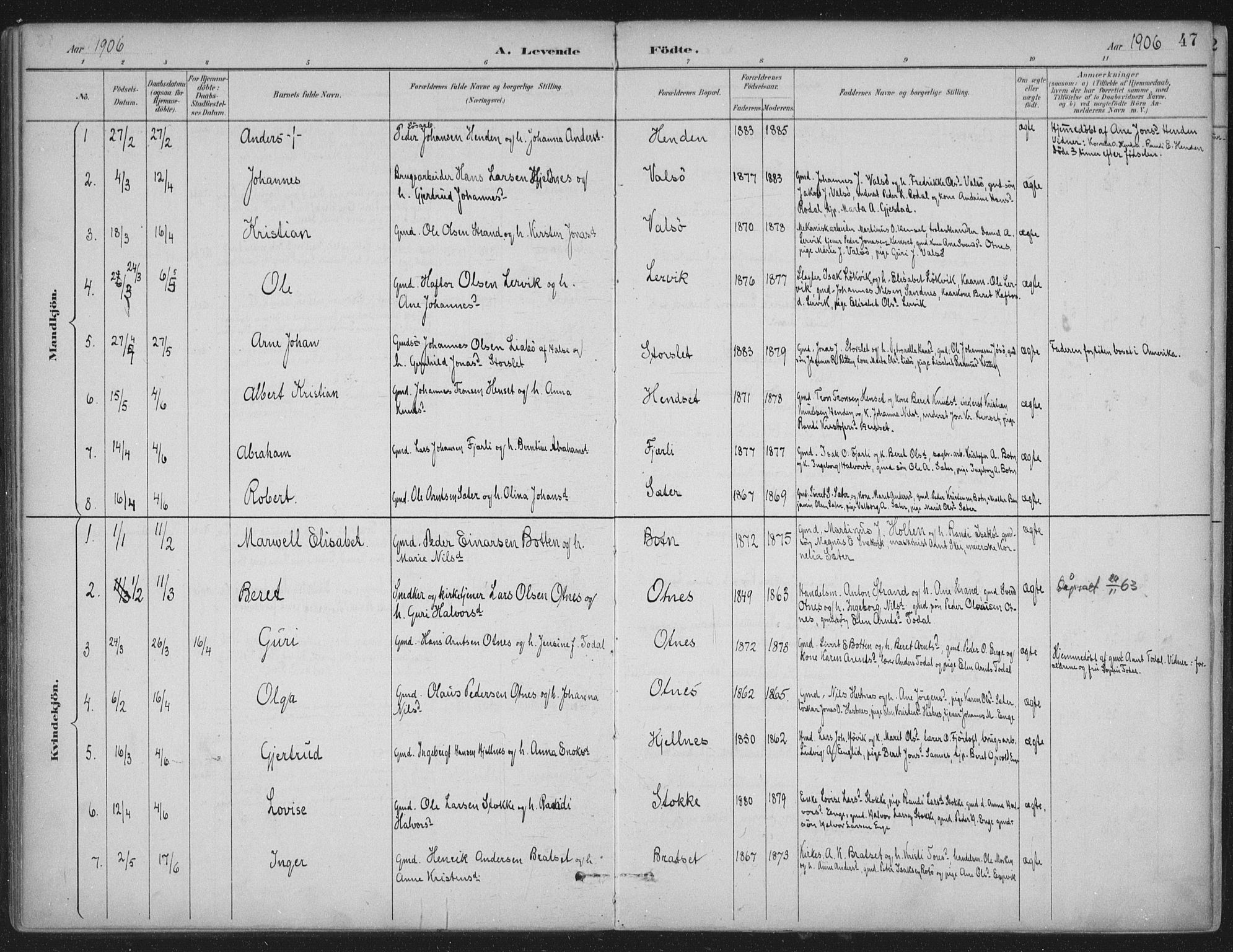 Ministerialprotokoller, klokkerbøker og fødselsregistre - Møre og Romsdal, AV/SAT-A-1454/580/L0925: Parish register (official) no. 580A02, 1888-1913, p. 47