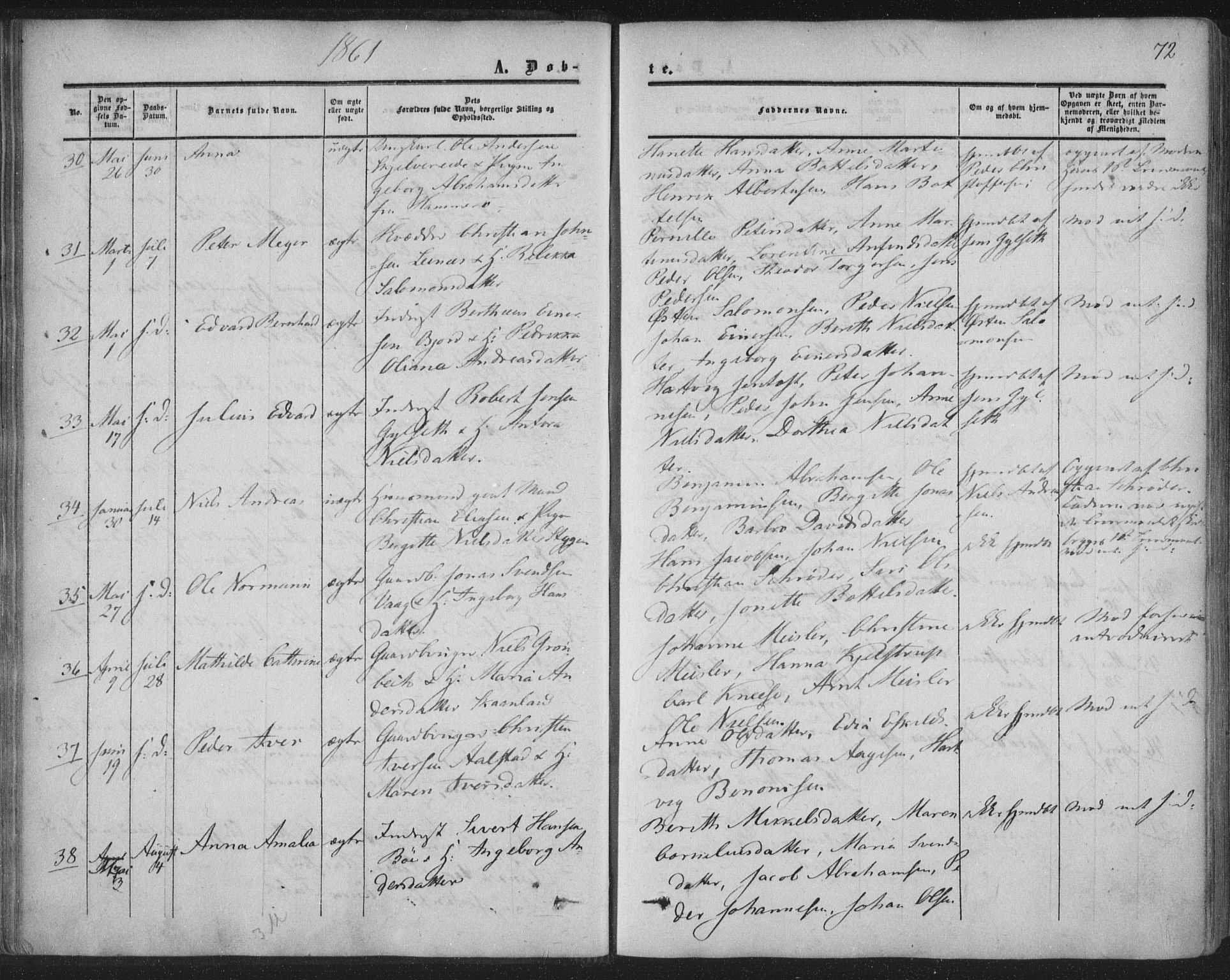 Ministerialprotokoller, klokkerbøker og fødselsregistre - Nordland, AV/SAT-A-1459/855/L0800: Parish register (official) no. 855A08, 1852-1864, p. 72