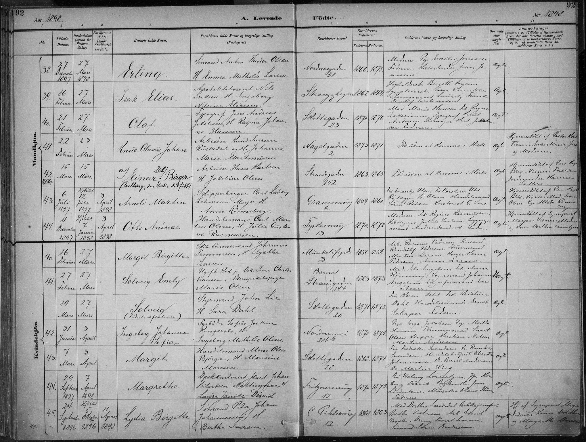Nykirken Sokneprestembete, AV/SAB-A-77101/H/Haa/L0018: Parish register (official) no. B 6, 1895-1903, p. 92