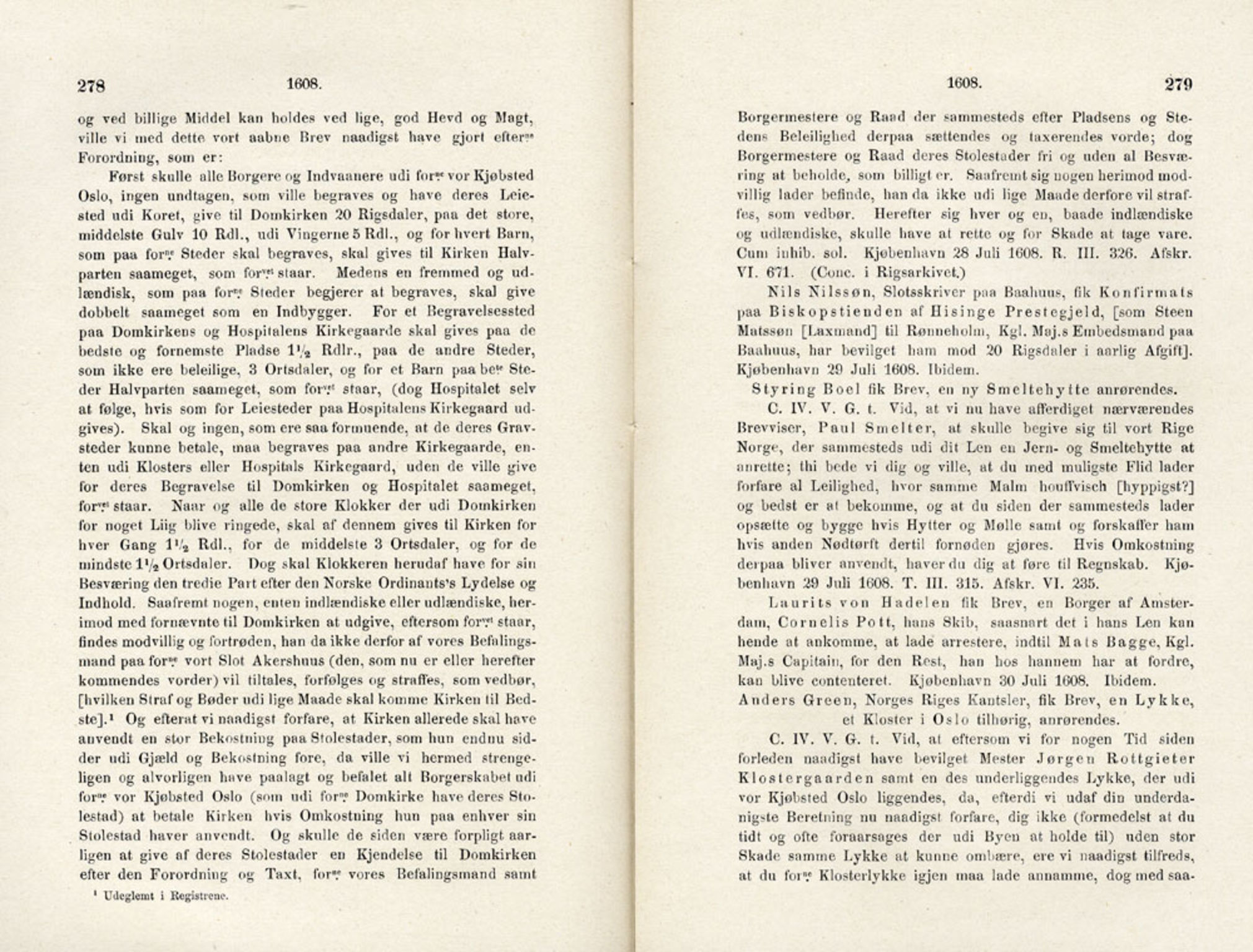 Publikasjoner utgitt av Det Norske Historiske Kildeskriftfond, PUBL/-/-/-: Norske Rigs-Registranter, bind 4, 1603-1618, p. 278-279