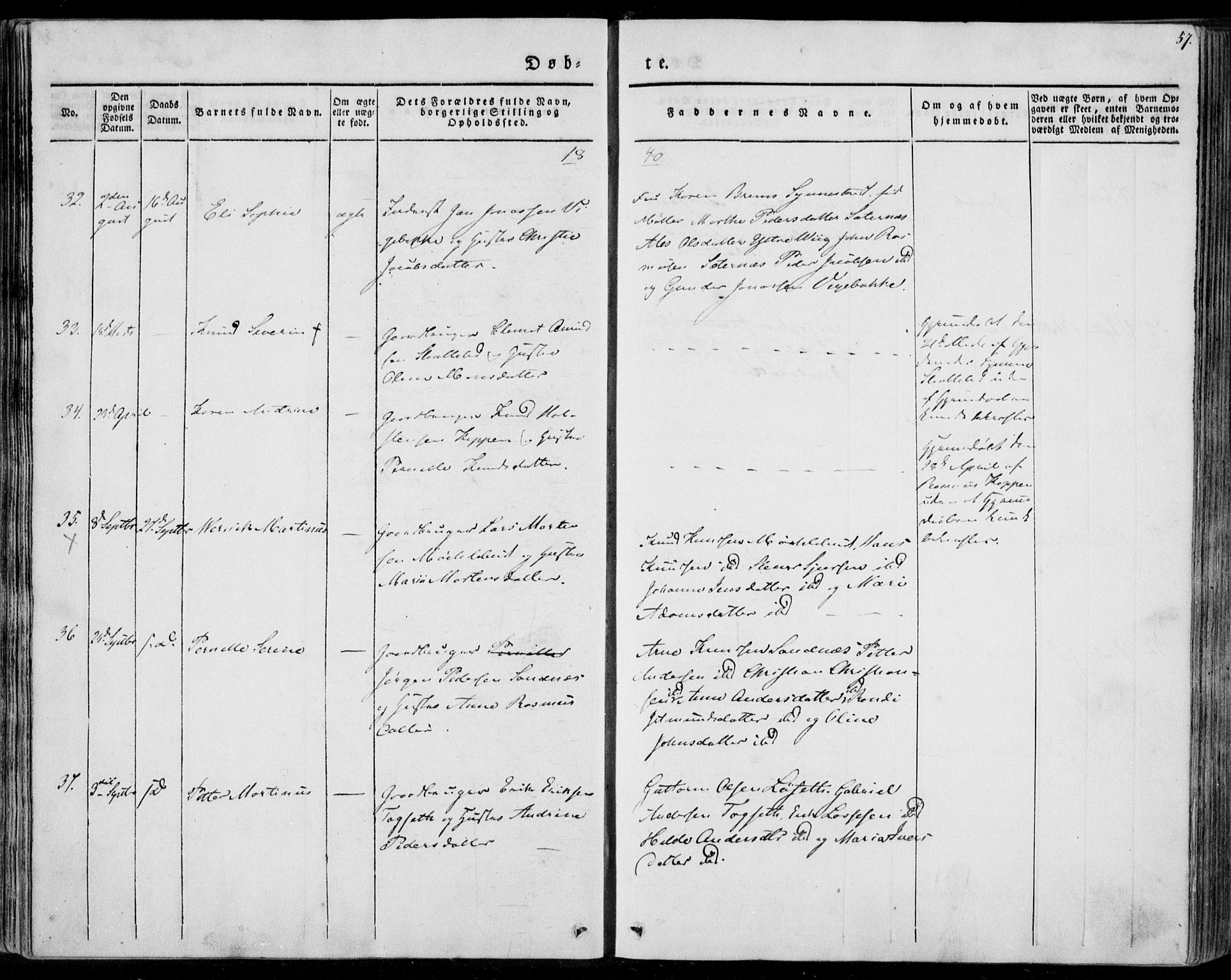 Ministerialprotokoller, klokkerbøker og fødselsregistre - Møre og Romsdal, AV/SAT-A-1454/501/L0005: Parish register (official) no. 501A05, 1831-1844, p. 57