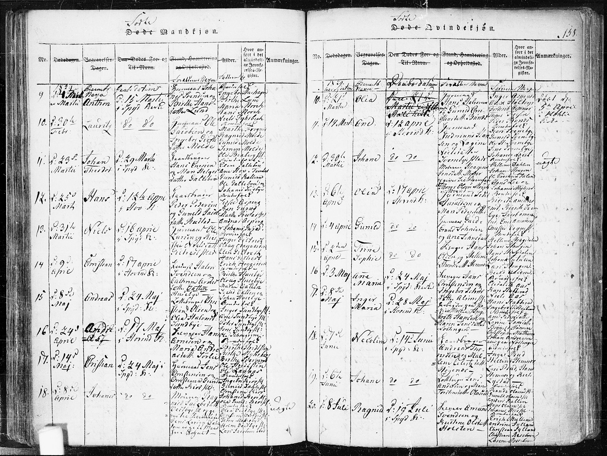 Spydeberg prestekontor Kirkebøker, AV/SAO-A-10924/F/Fa/L0004: Parish register (official) no. I 4, 1814-1841, p. 158