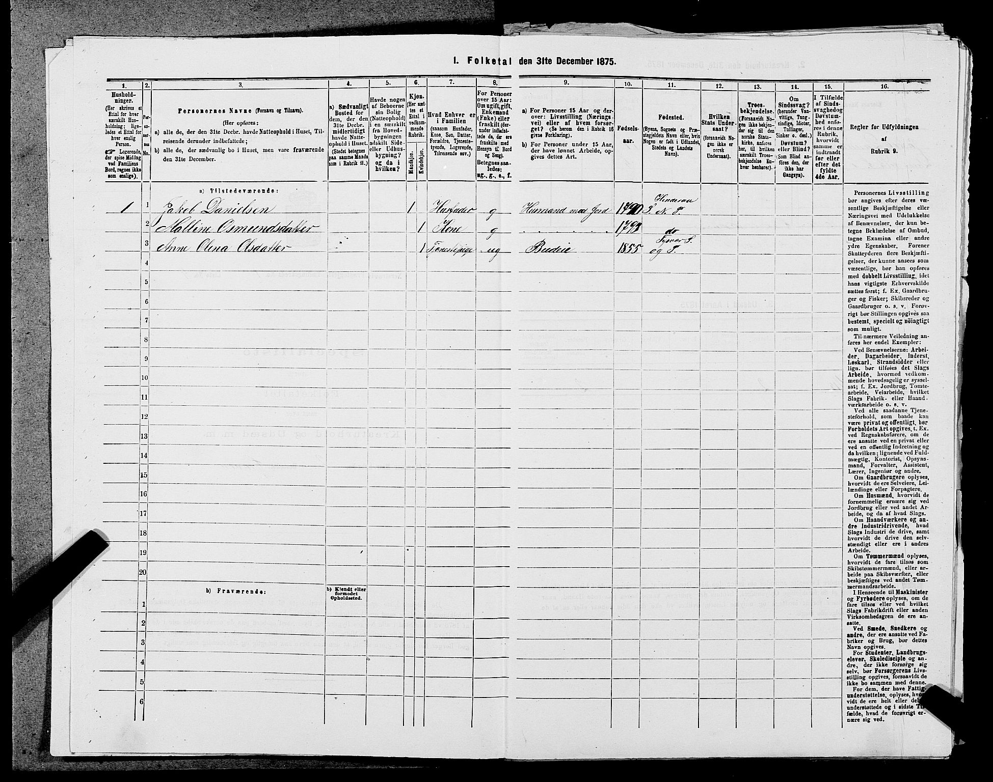 SAST, 1875 census for 1139P Nedstrand, 1875, p. 53