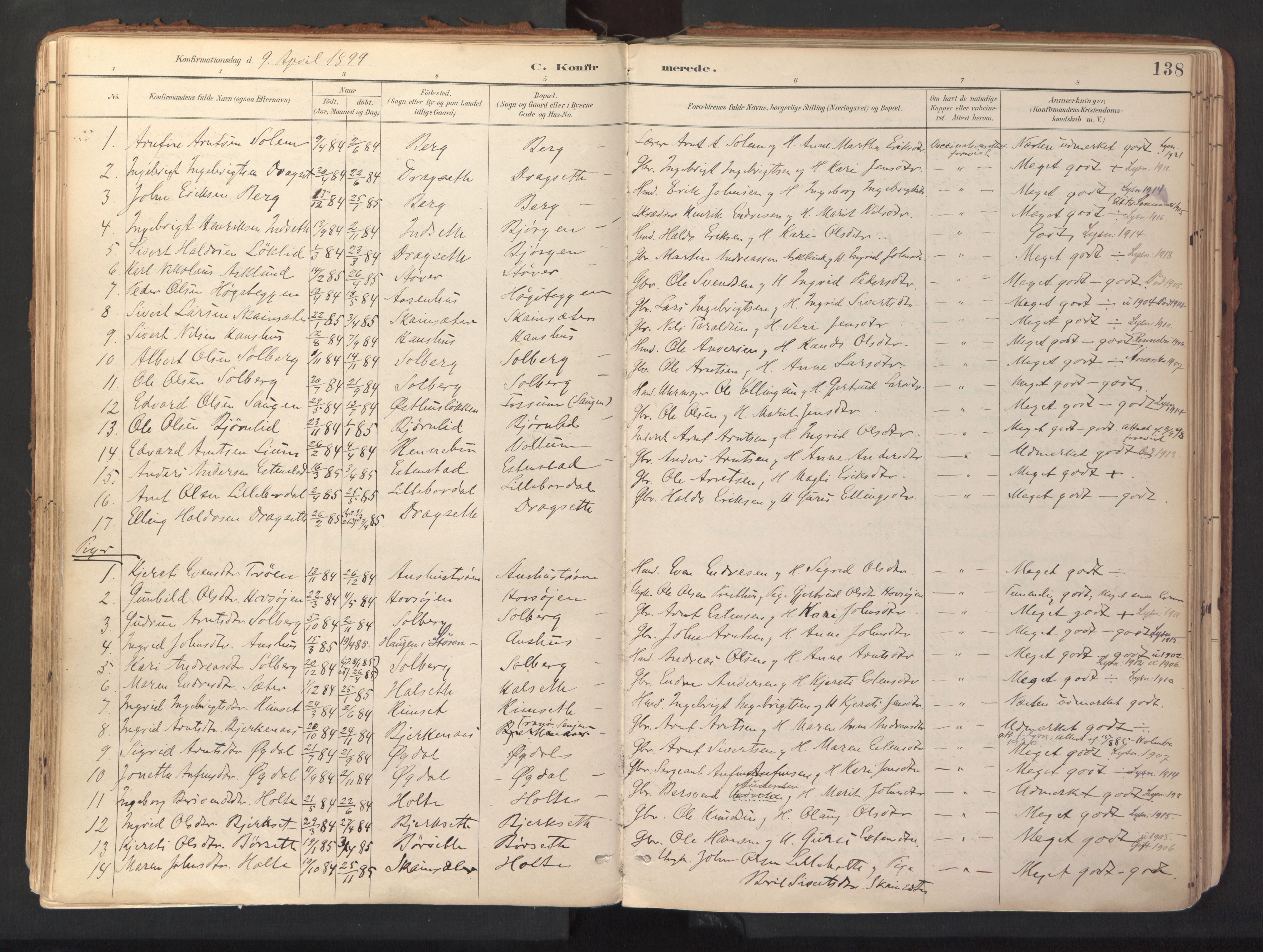 Ministerialprotokoller, klokkerbøker og fødselsregistre - Sør-Trøndelag, SAT/A-1456/689/L1041: Parish register (official) no. 689A06, 1891-1923, p. 138