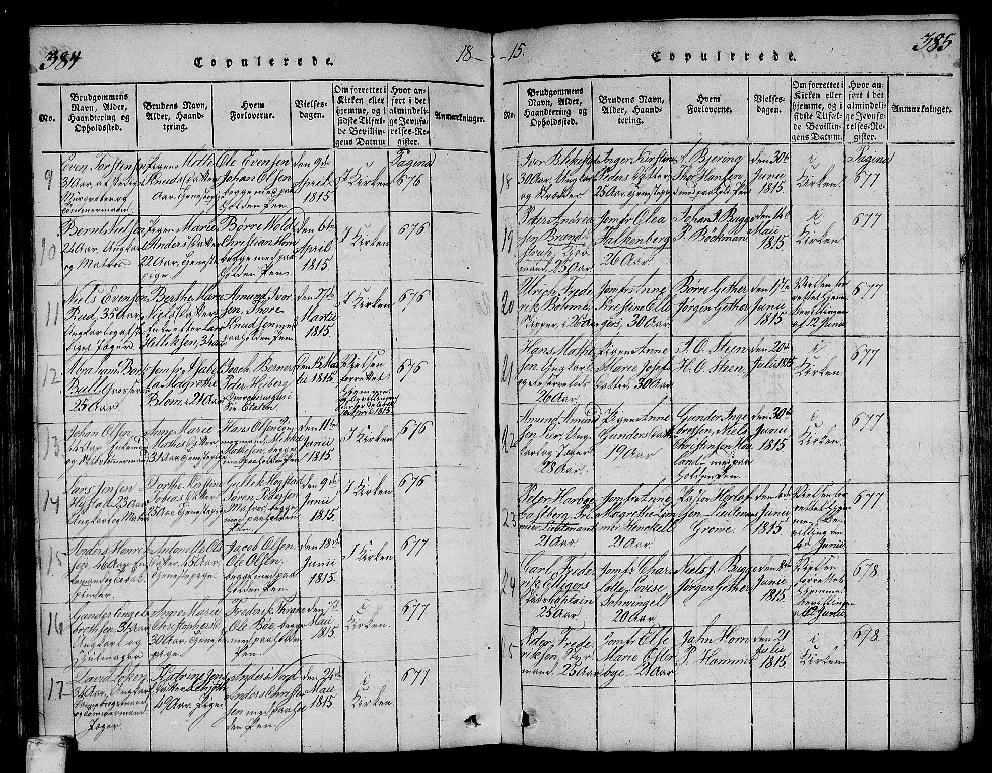 Larvik kirkebøker, AV/SAKO-A-352/F/Fa/L0001: Parish register (official) no. I 1, 1814-1825, p. 384-385