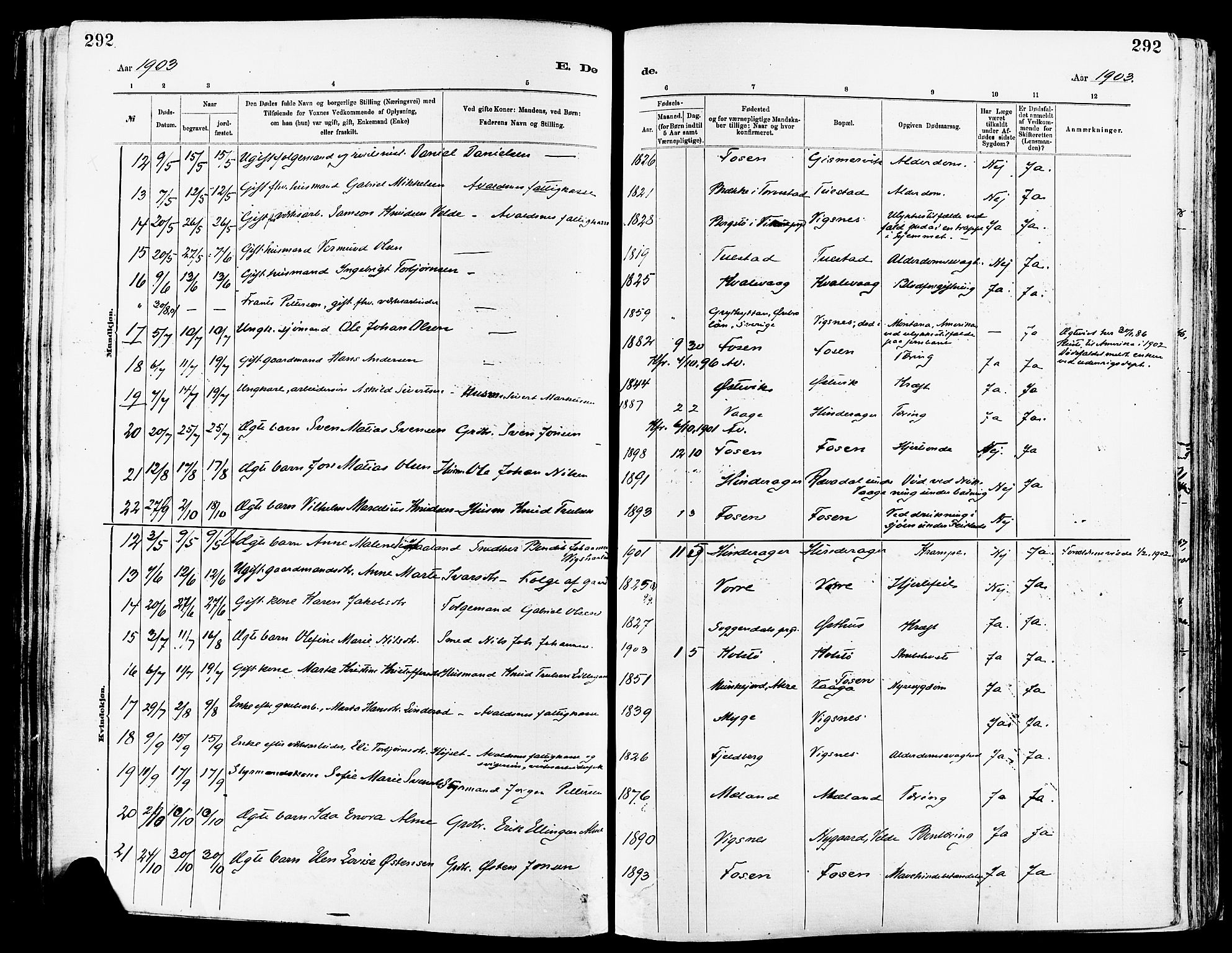 Avaldsnes sokneprestkontor, AV/SAST-A -101851/H/Ha/Haa/L0015: Parish register (official) no. A 15, 1880-1906, p. 292
