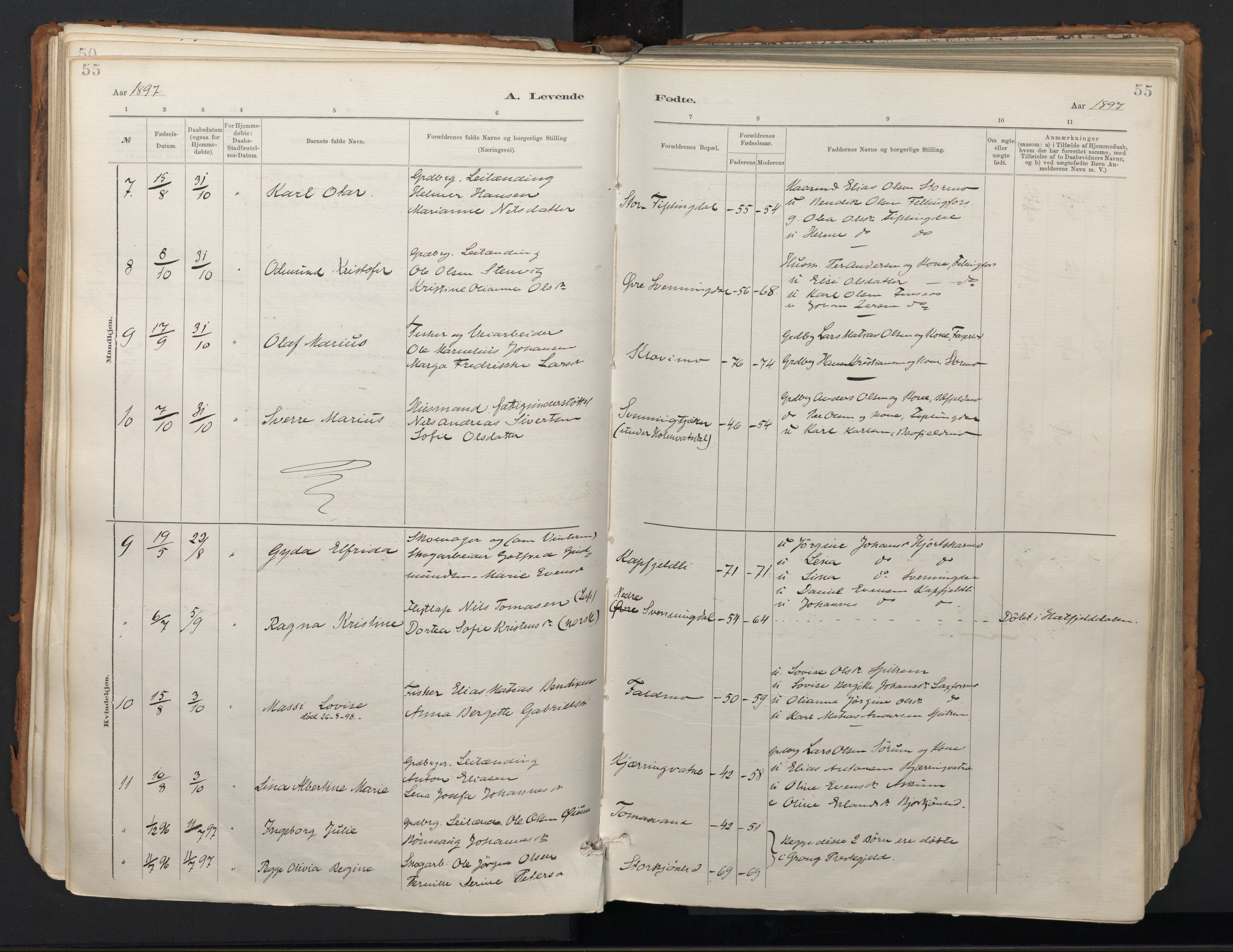 Ministerialprotokoller, klokkerbøker og fødselsregistre - Nordland, SAT/A-1459/824/L0338: Parish register (official) no. 824A01, 1880-1915, p. 55