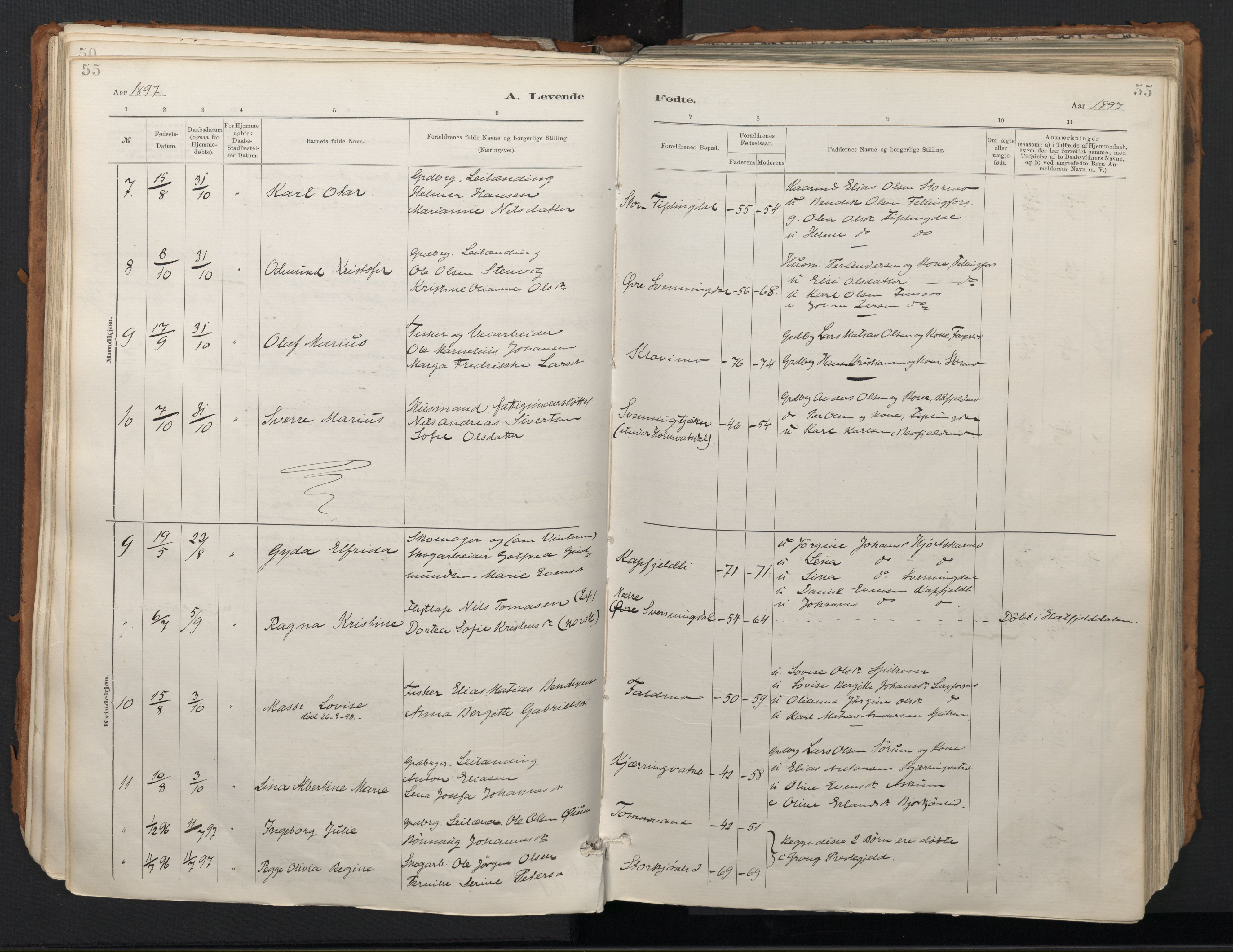Ministerialprotokoller, klokkerbøker og fødselsregistre - Nordland, AV/SAT-A-1459/824/L0338: Parish register (official) no. 824A01, 1880-1915, p. 55