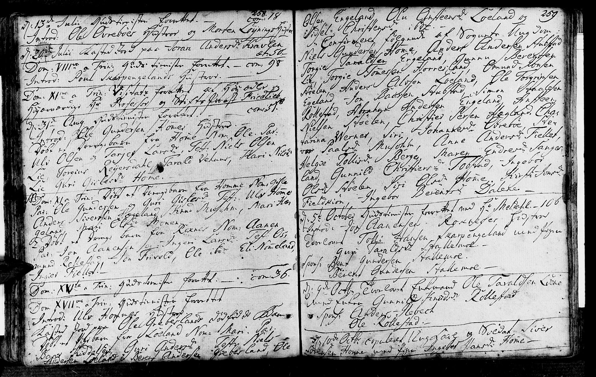 Vennesla sokneprestkontor, SAK/1111-0045/Fa/Fac/L0001: Parish register (official) no. A 1, 1743-1784, p. 258-259