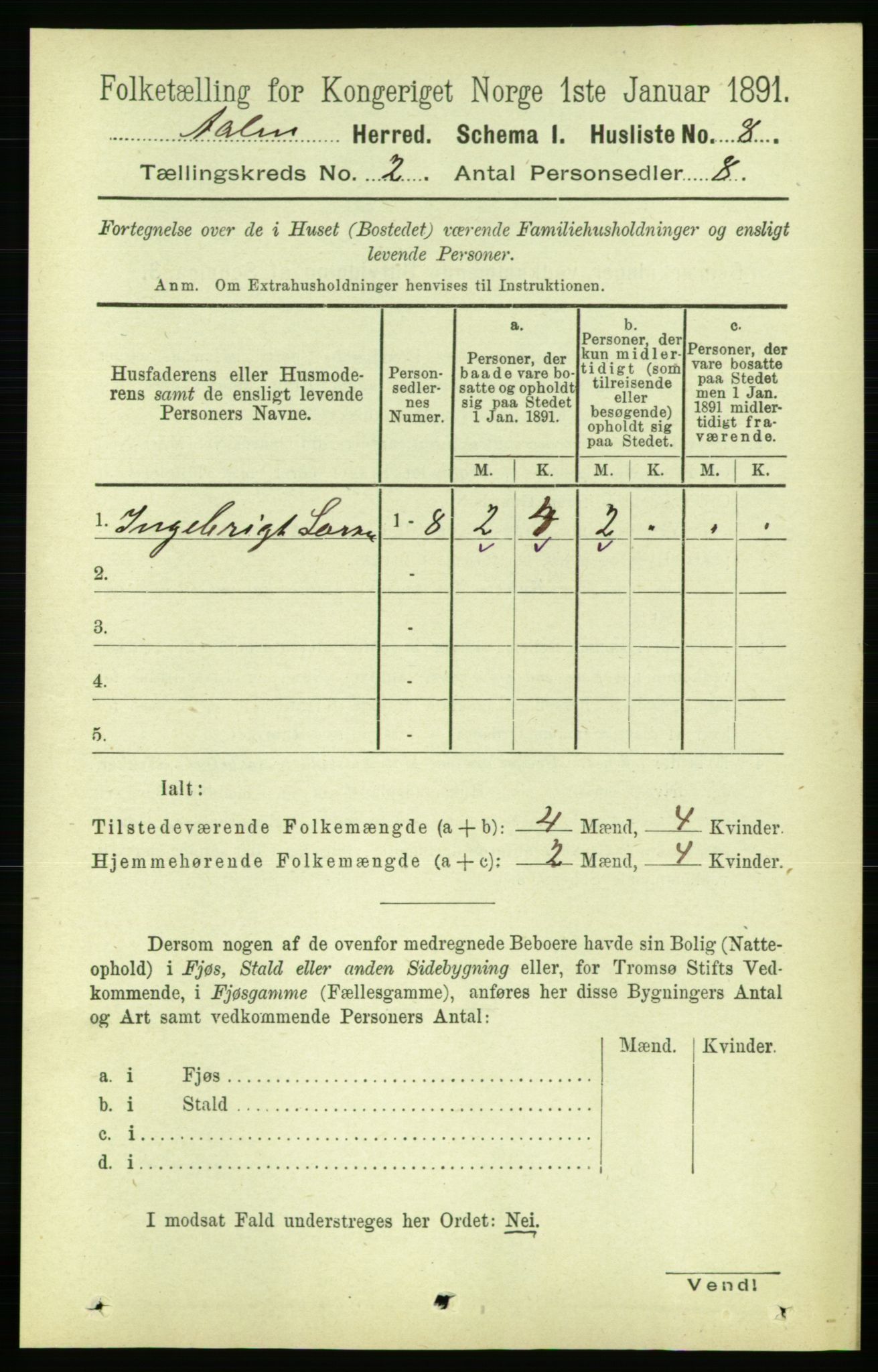 RA, 1891 census for 1644 Ålen, 1891, p. 334