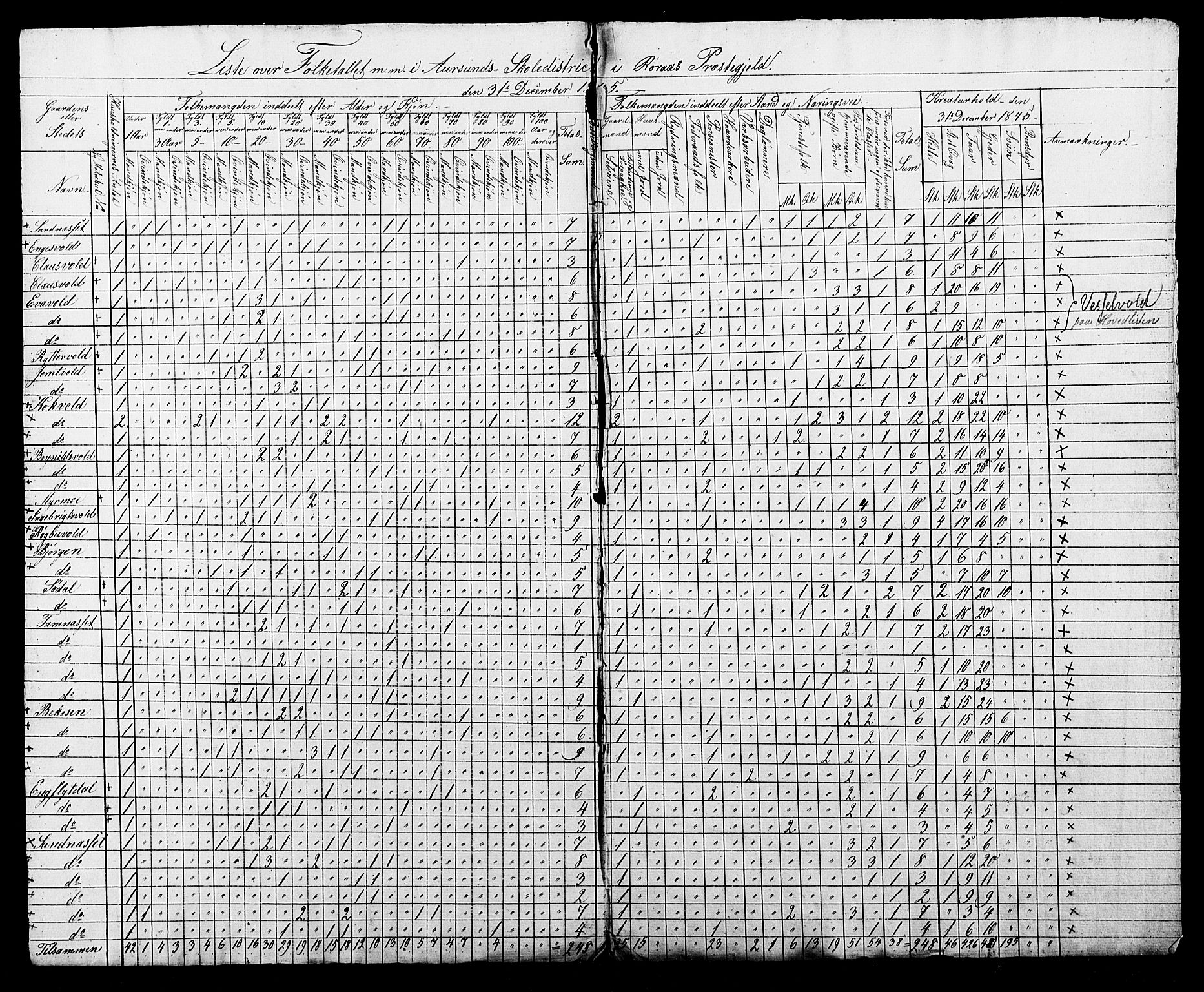 , Census 1845 for Røros/Røros, 1845, p. 4