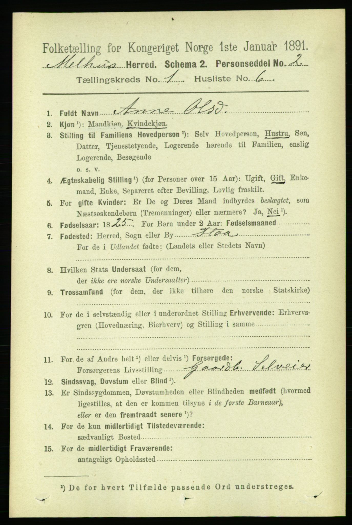 RA, 1891 census for 1653 Melhus, 1891, p. 143