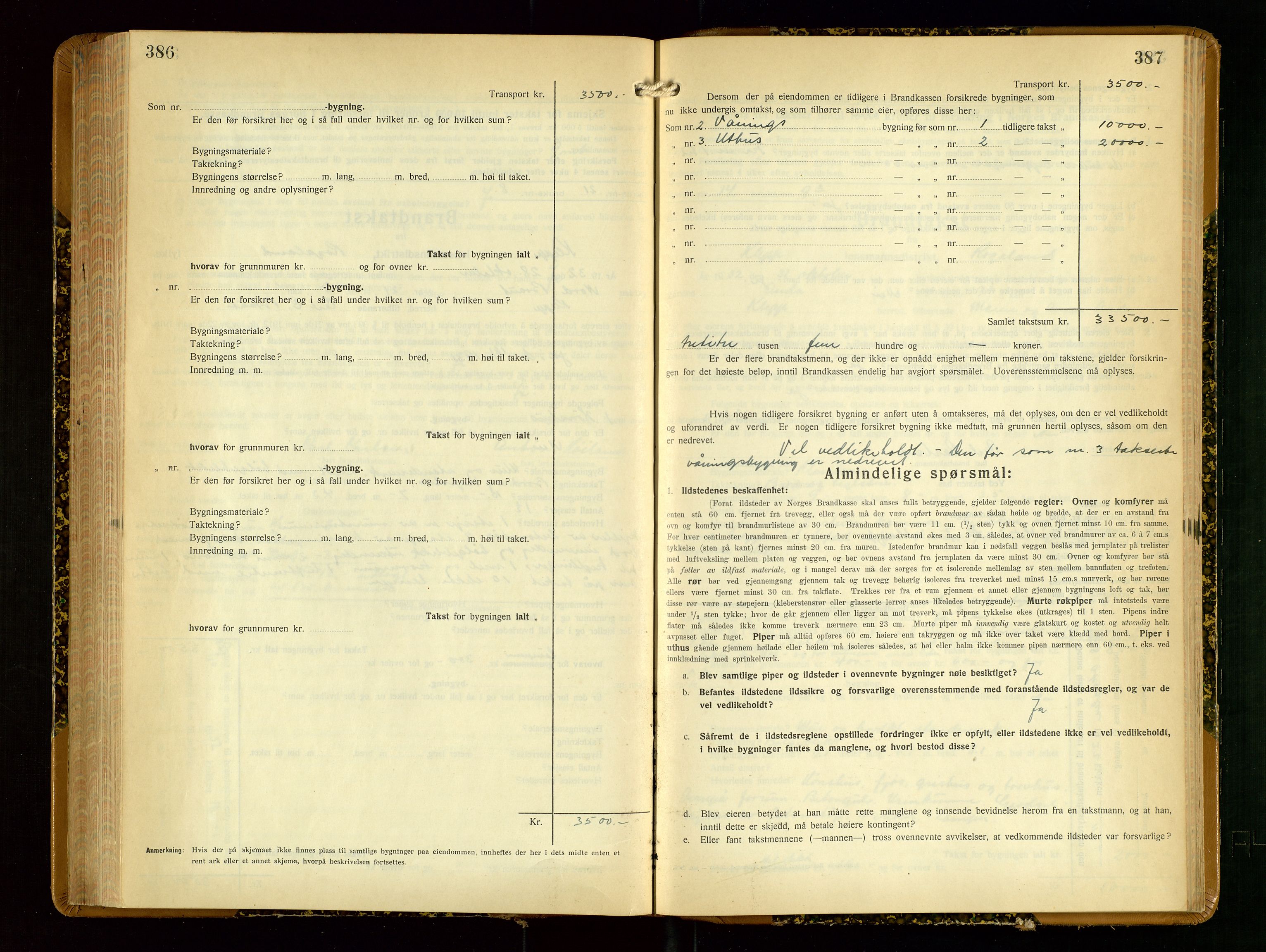 Klepp lensmannskontor, AV/SAST-A-100163/Goc/L0012: "Brandtakstprotokoll" m/register, 1929-1933, p. 386-387