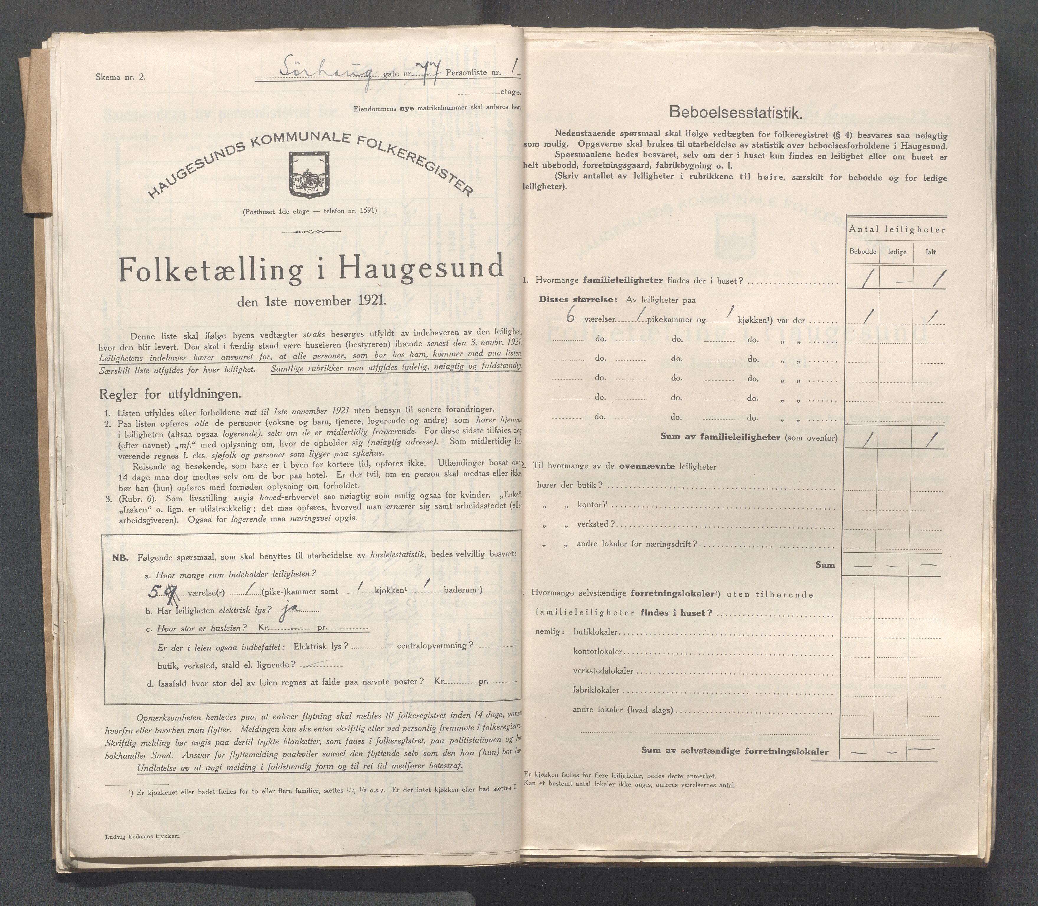 IKAR, Local census 1.11.1921 for Haugesund, 1921, p. 4999