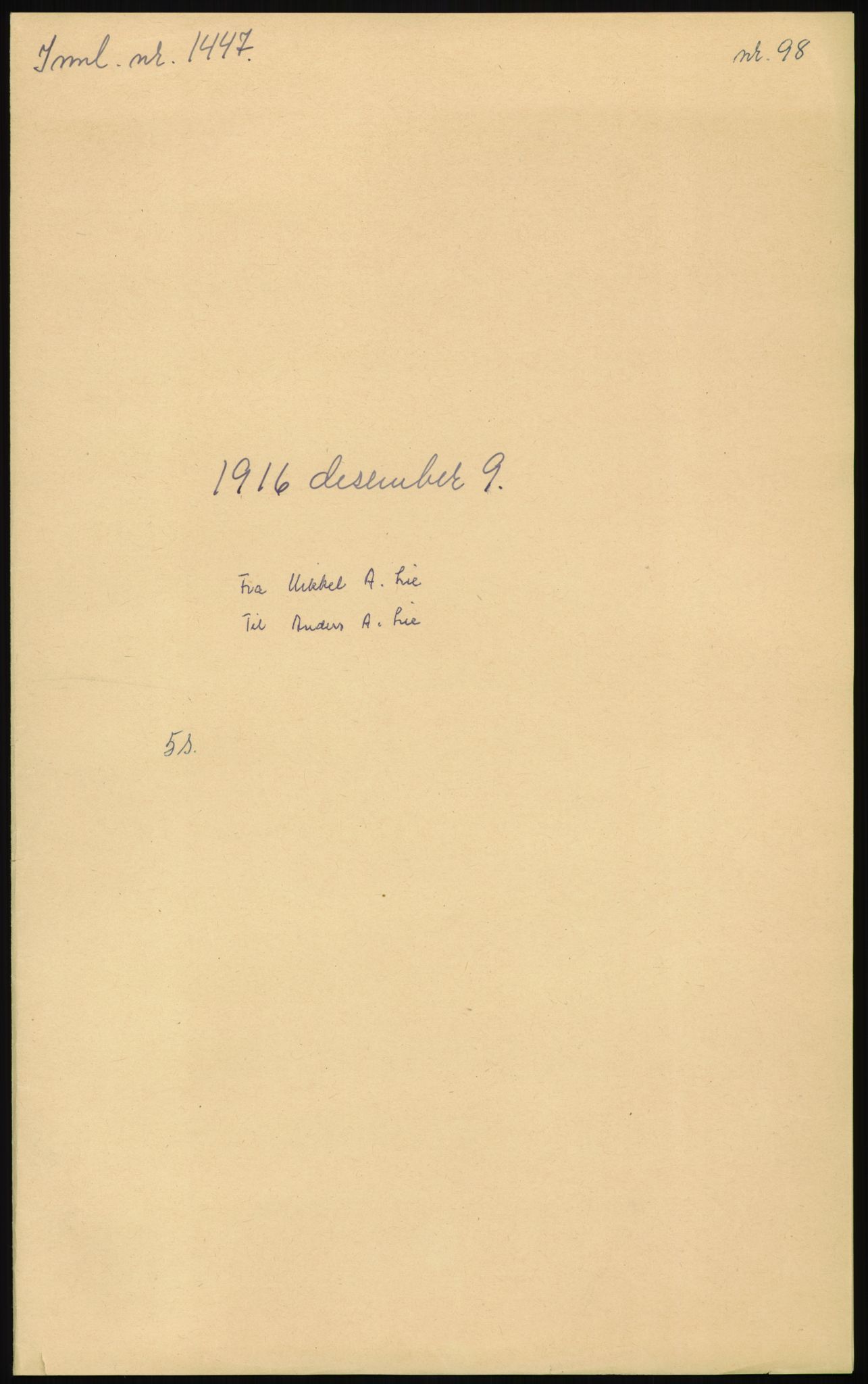 Samlinger til kildeutgivelse, Amerikabrevene, AV/RA-EA-4057/F/L0013: Innlån fra Oppland: Lie (brevnr 79-115) - Nordrum, 1838-1914, p. 261